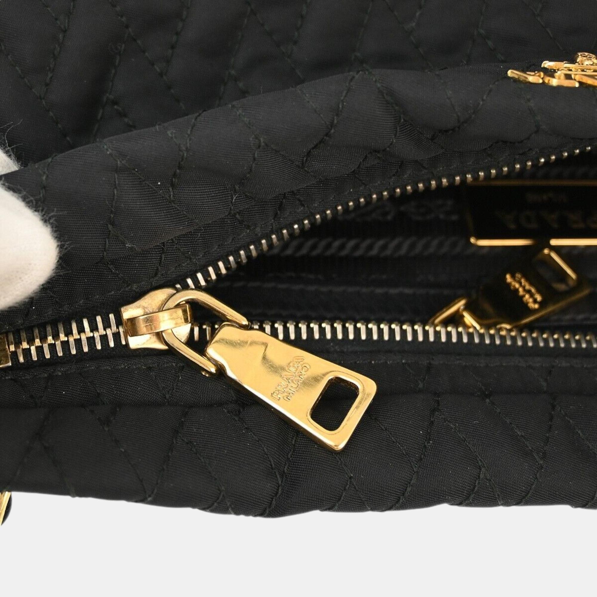 Prada Black Nylon Chain Shoulder Bag