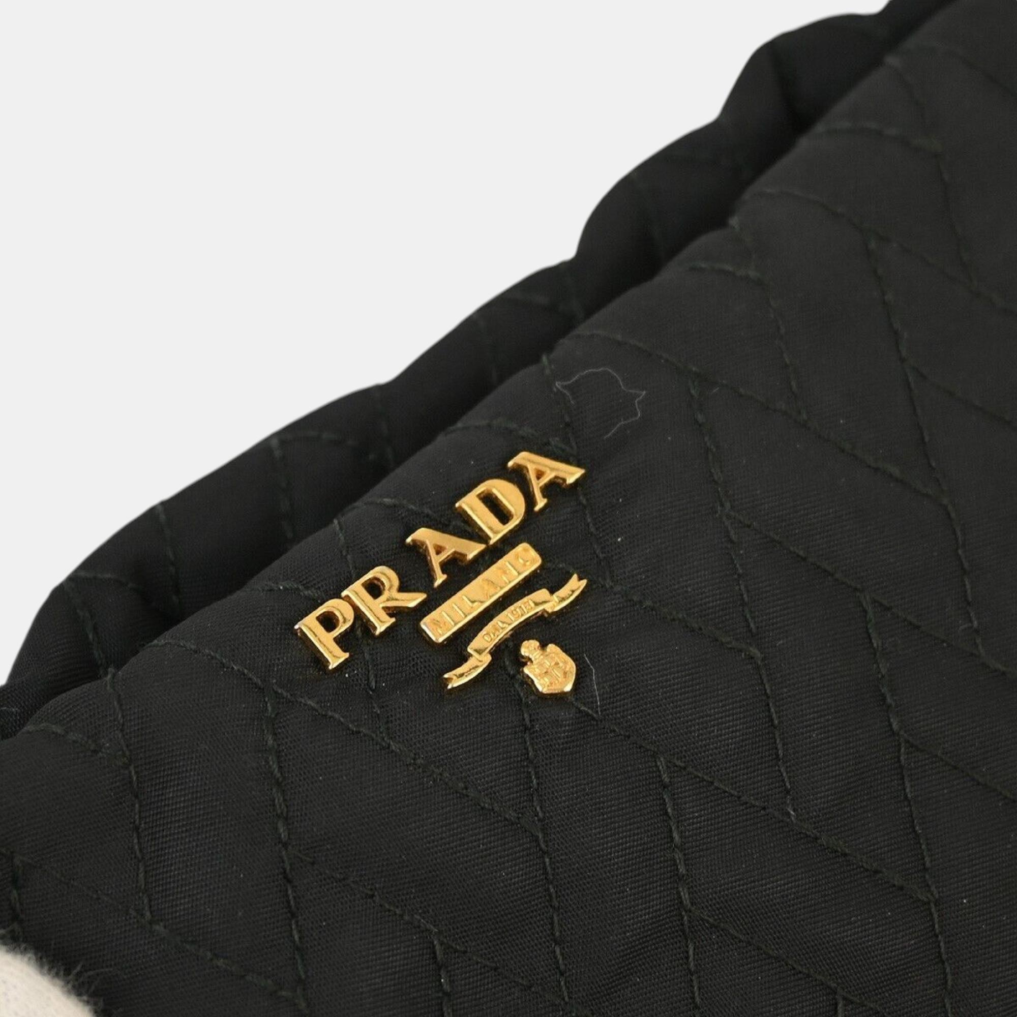 Prada Black Nylon Chain Shoulder Bag