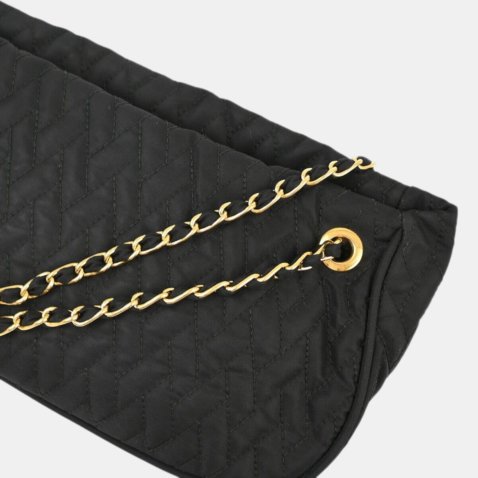 Prada Black Nylon Chain Shoulder Bag