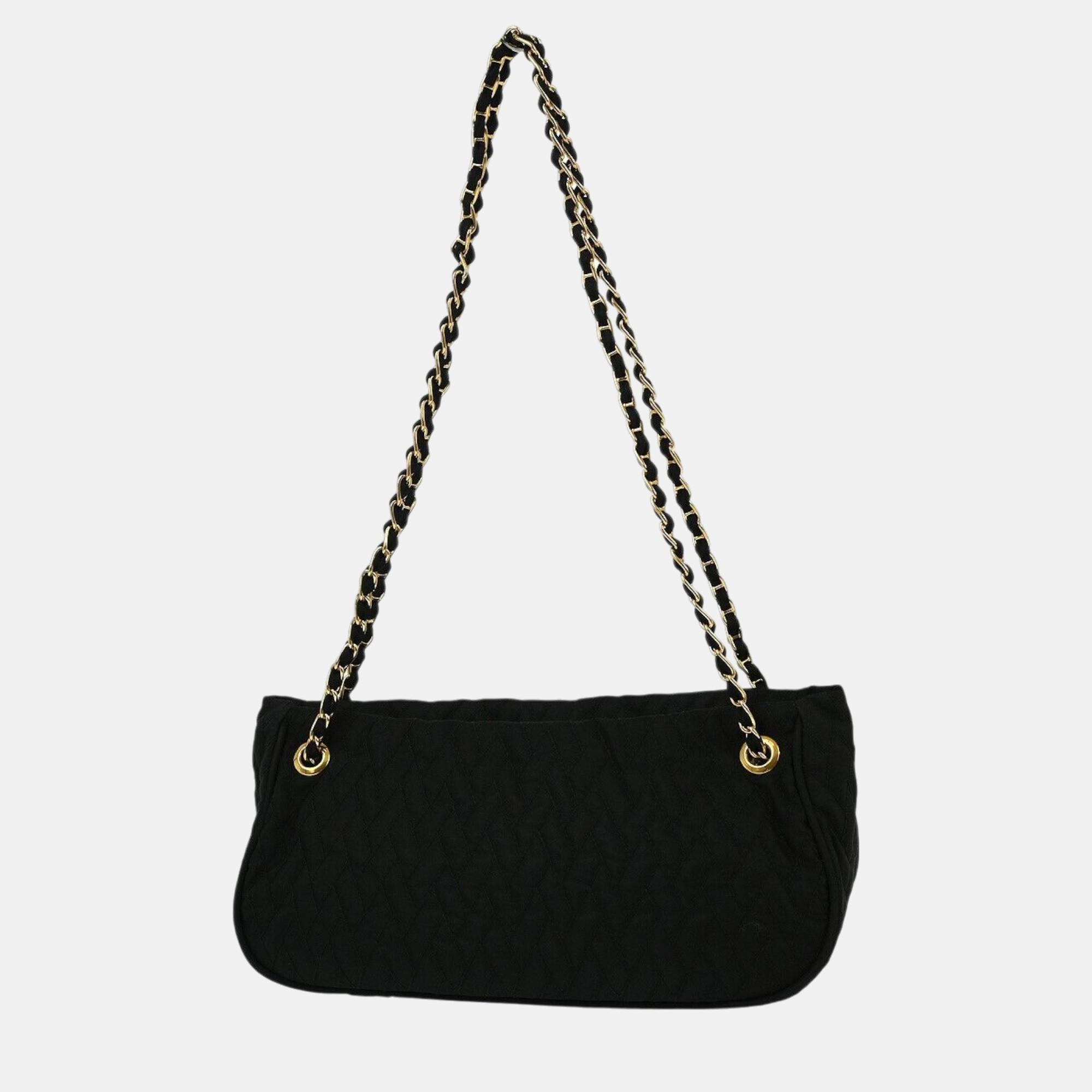 Prada Black Nylon Chain Shoulder Bag