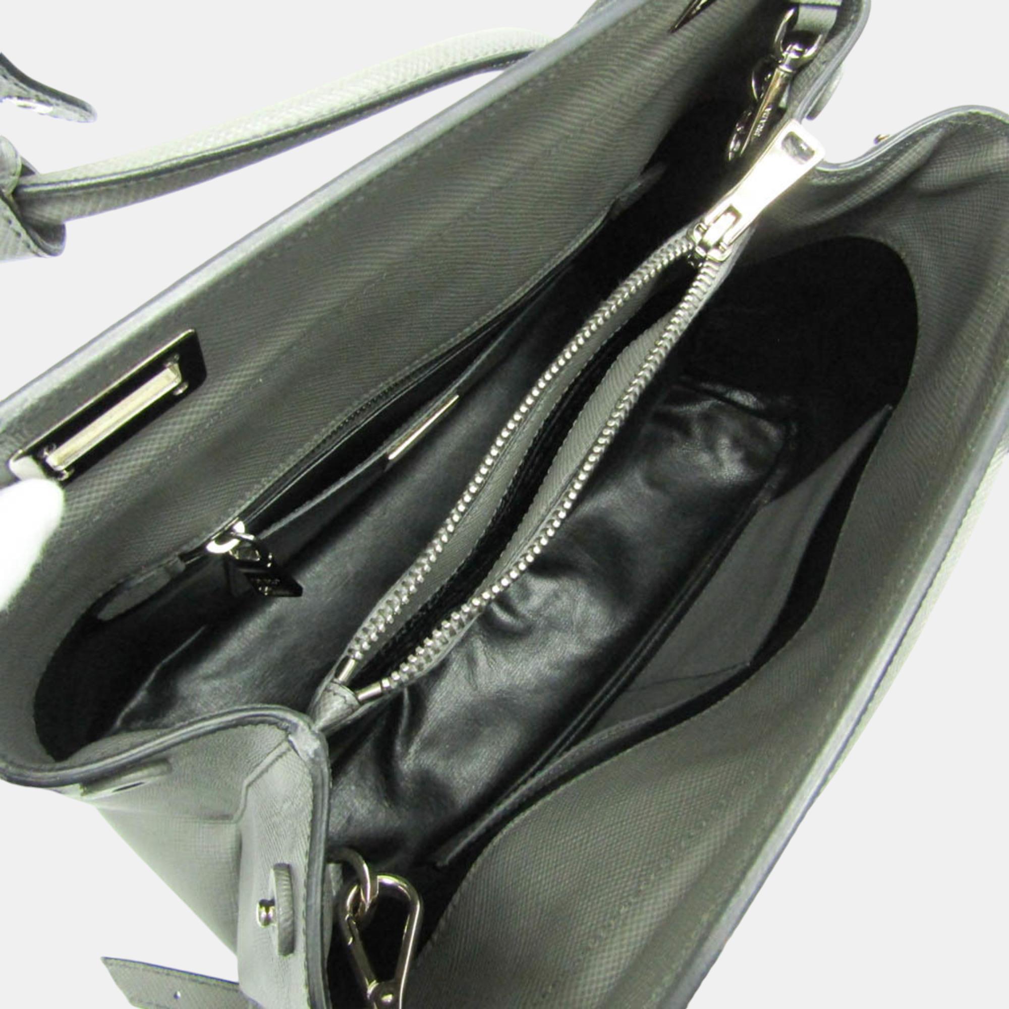 Prada Gray Saffiano Cuir Handbag