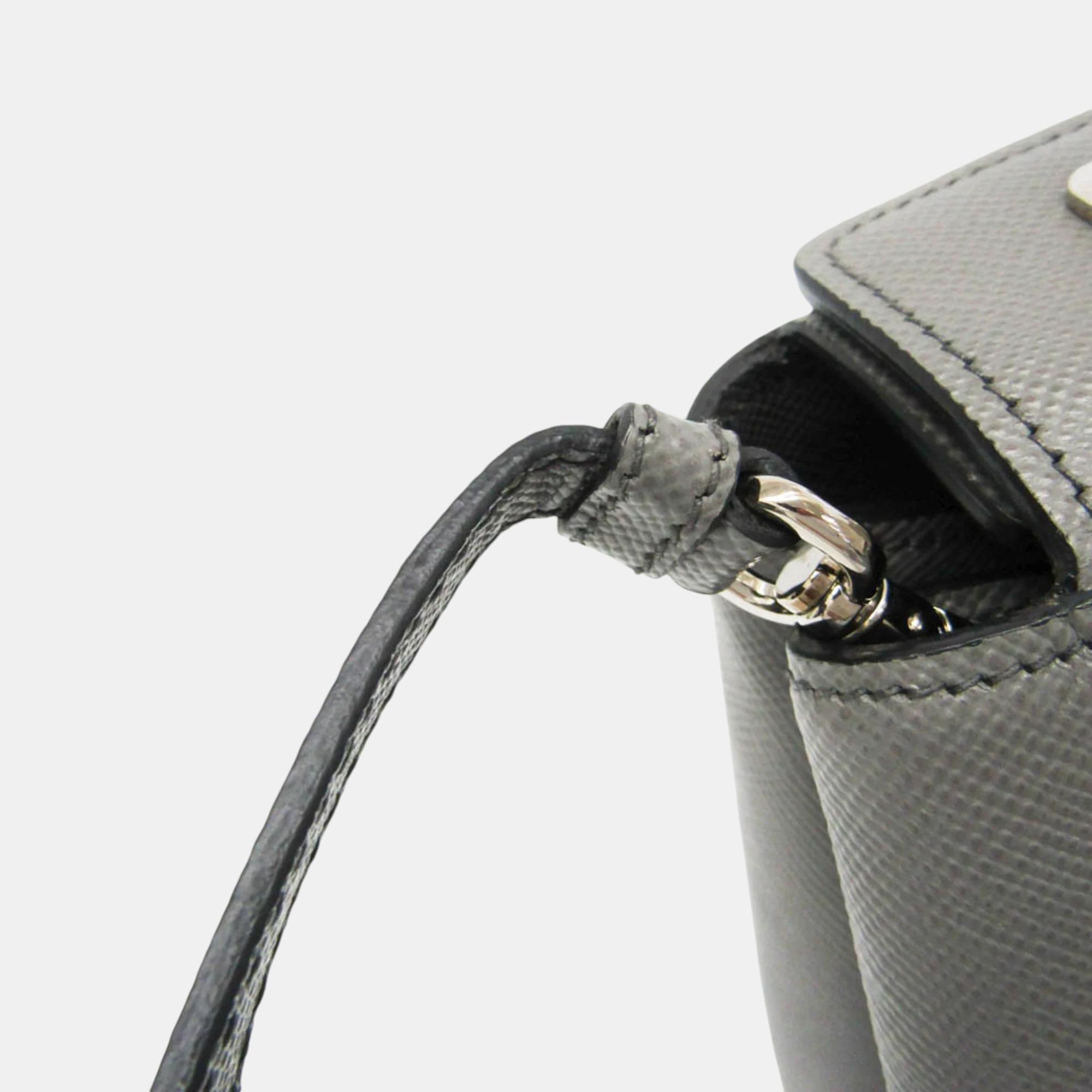 Prada Gray Saffiano Cuir Handbag