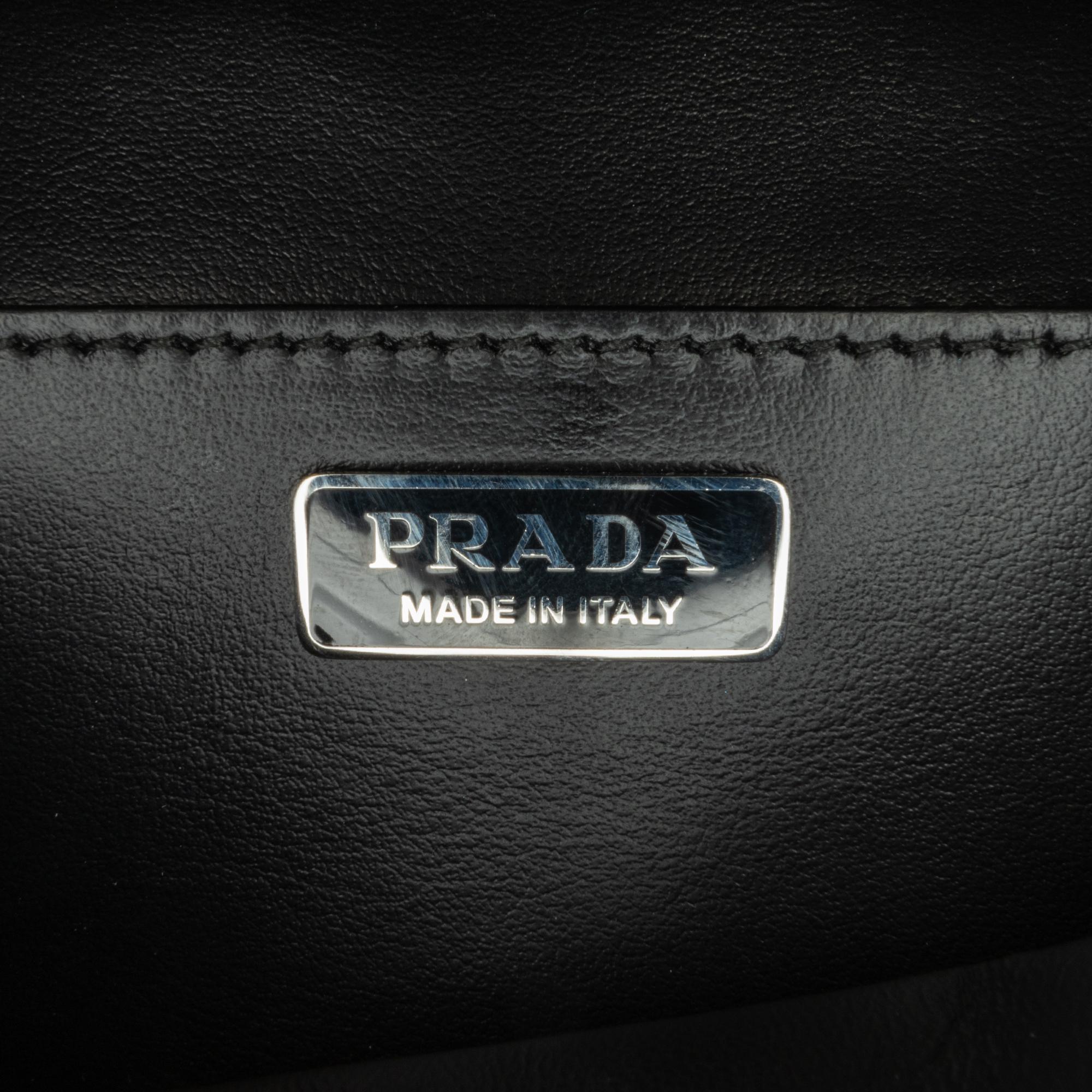 Prada Black Spazzolato Triangle Logo Plate Flap Chain Crossbody