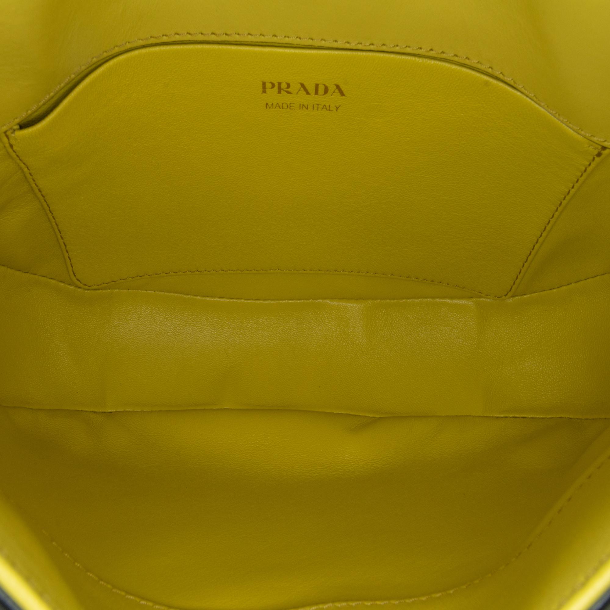 Prada Yellow Spazzolato Cleo Hobo Bag