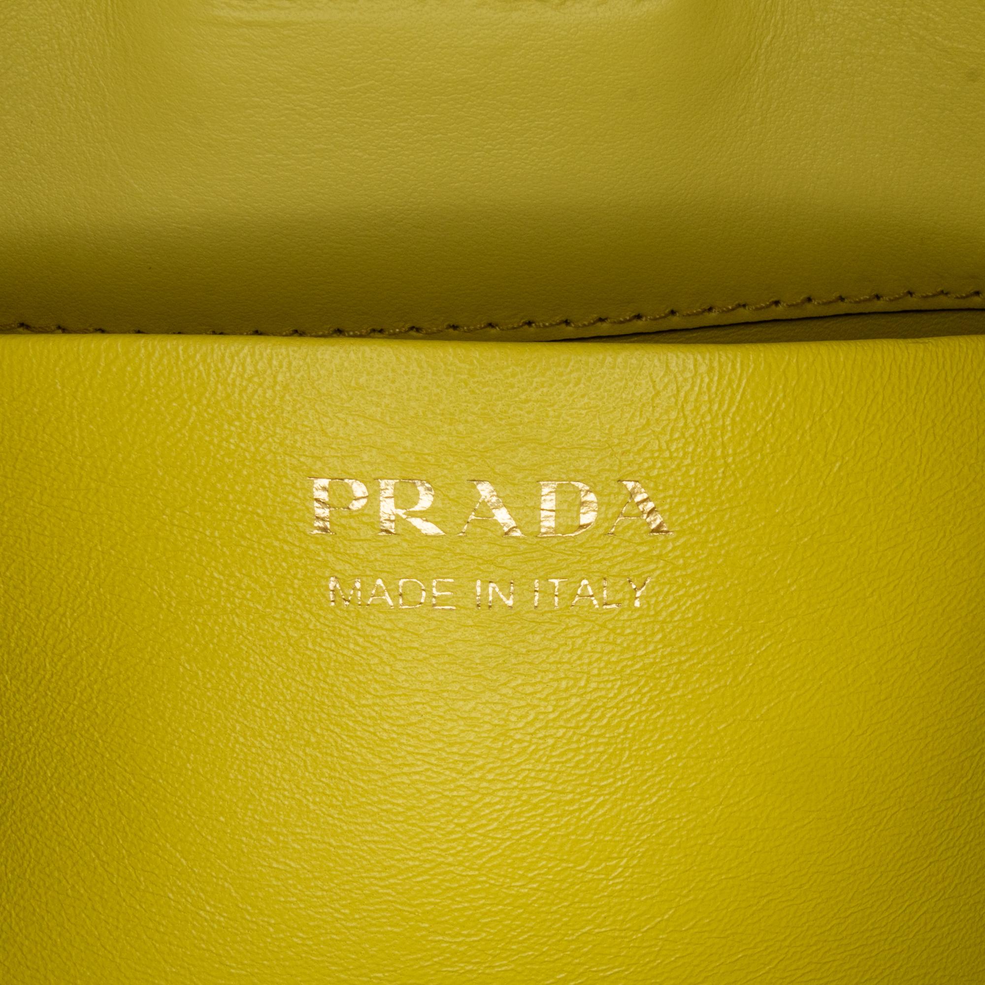 Prada Yellow Spazzolato Cleo Hobo Bag