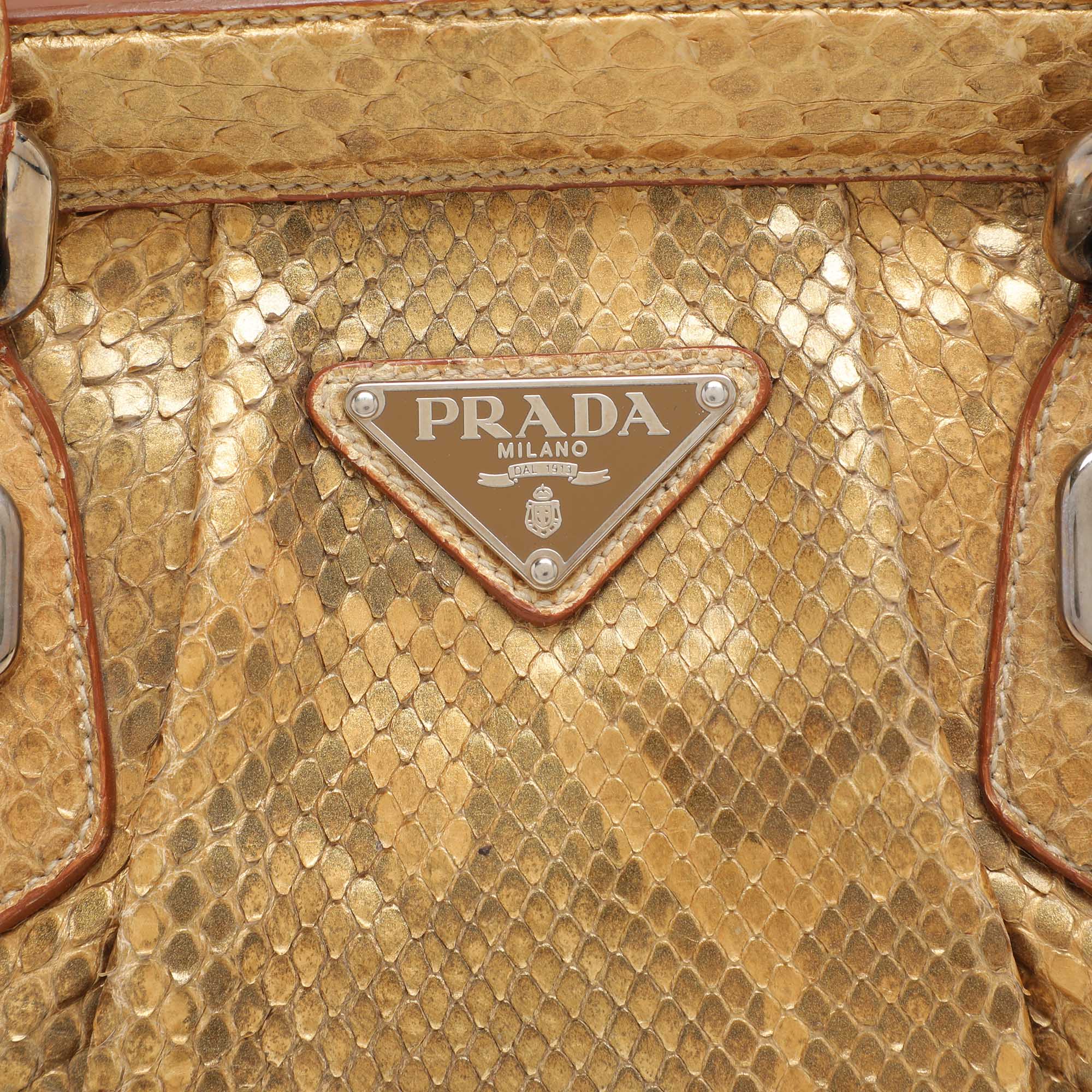 Prada Metallic Python Frame Satchel