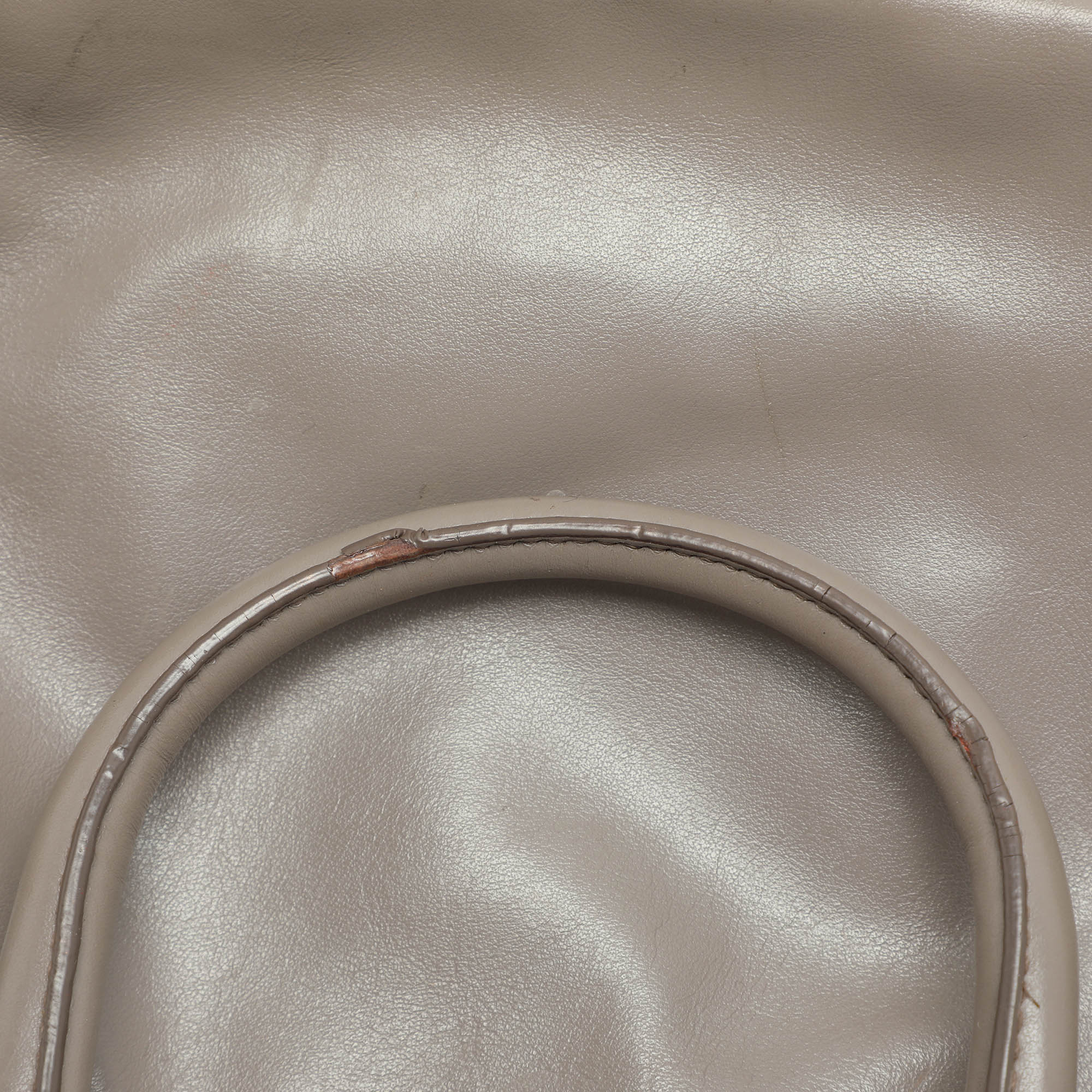 Prada Grey Leather Double Top Zip Satchel