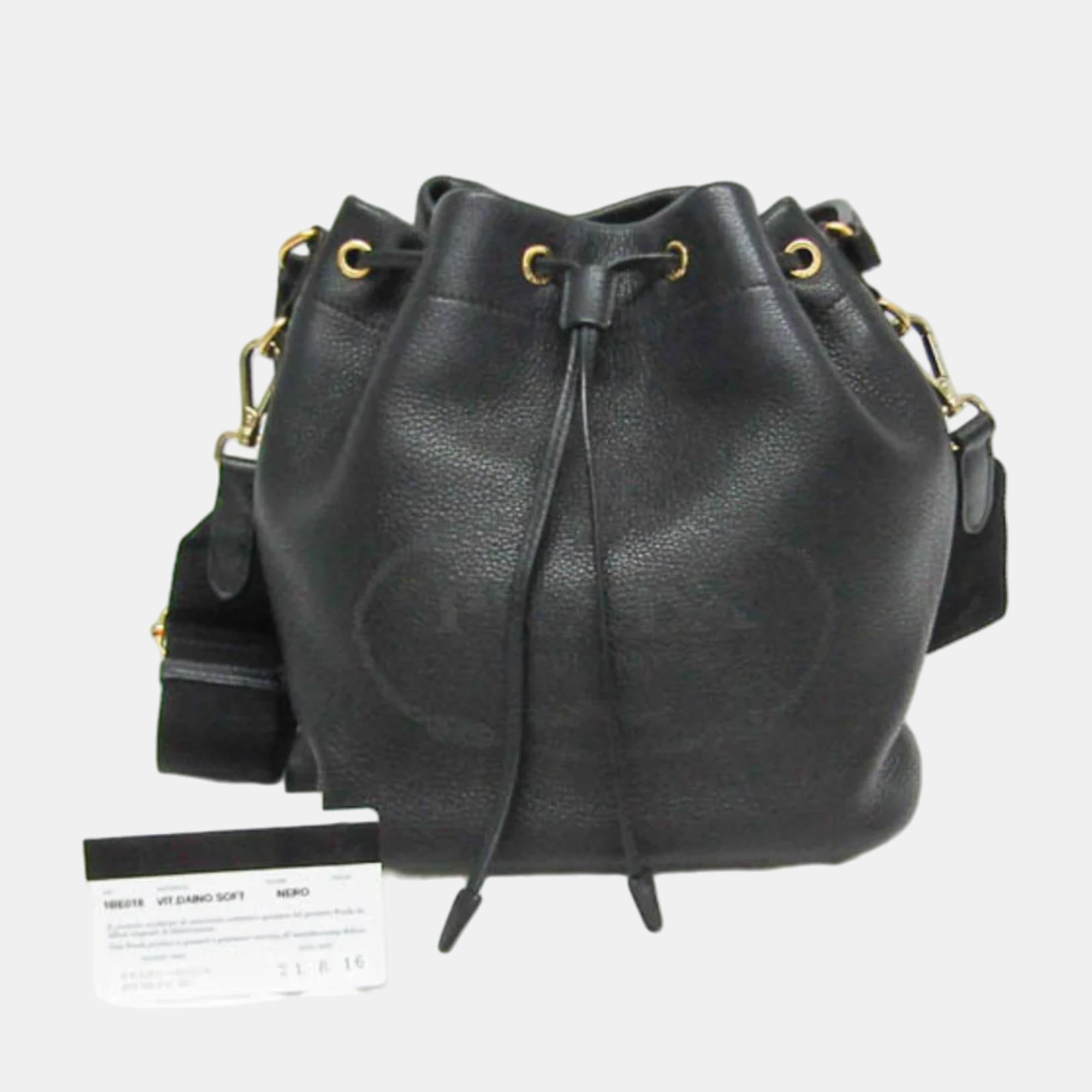 Prada Nero Vitello Daino Bucket Bag