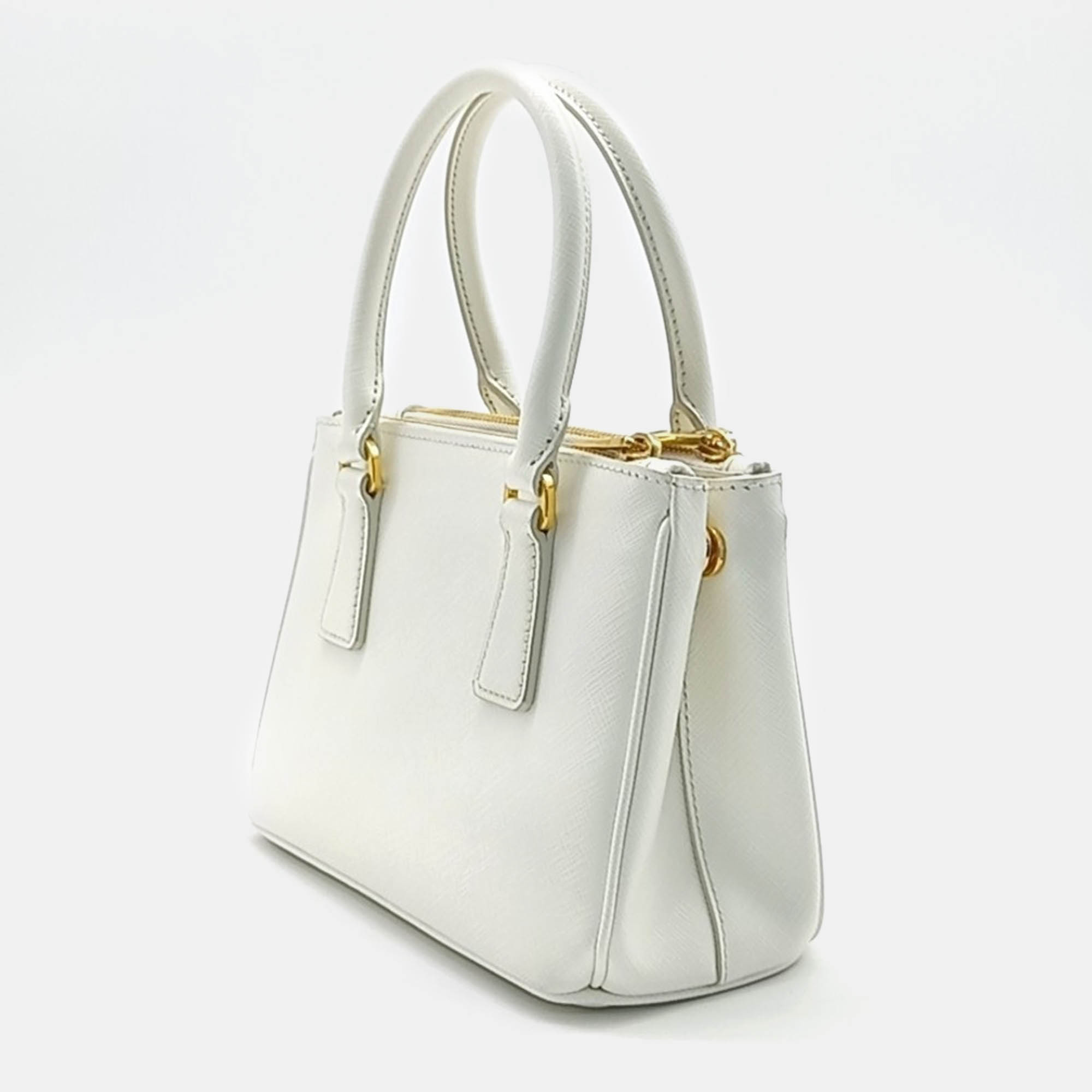 Prada White Leather Prada Saffiano Lux Tote Bag