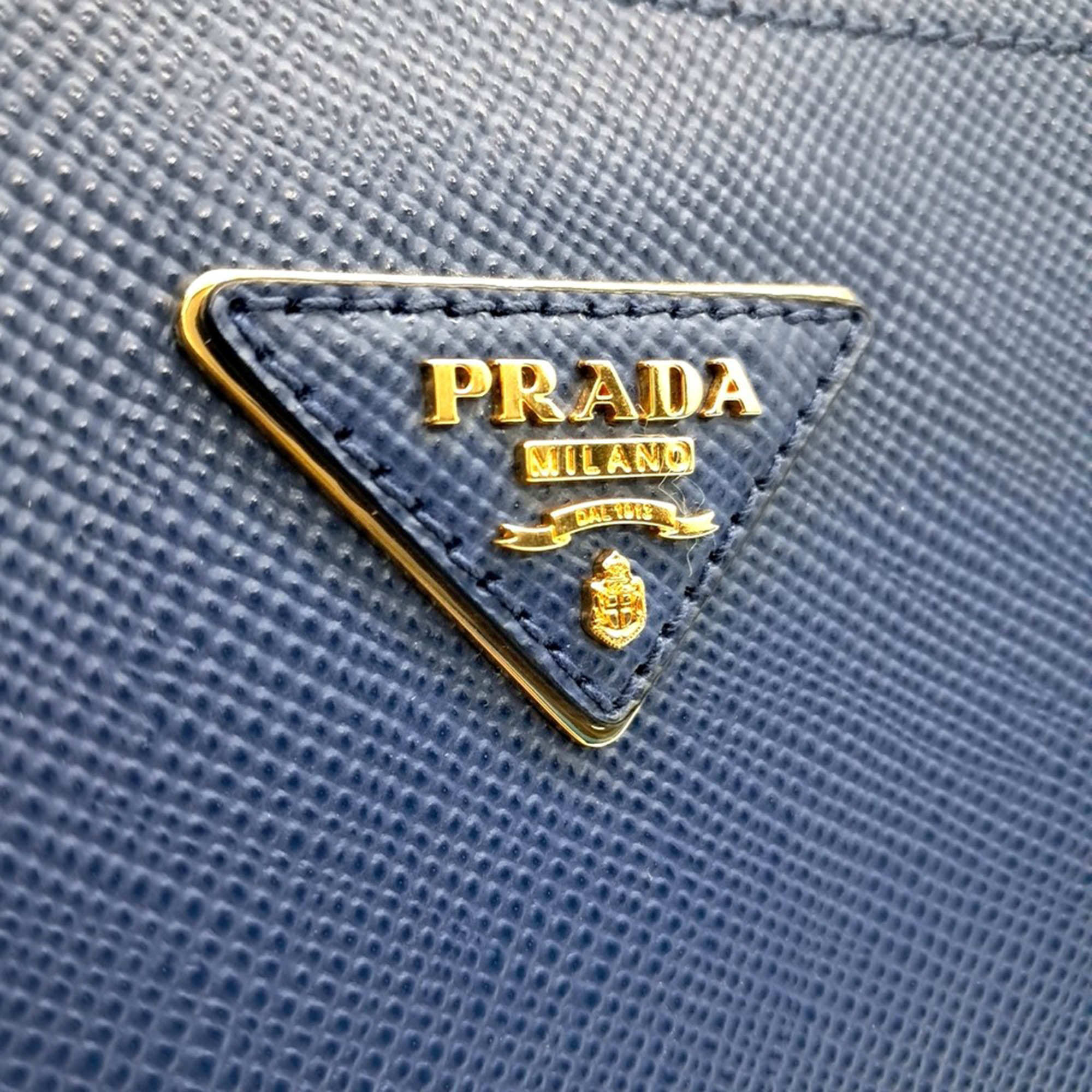 Prada Blue Leather Prada Saffiano Duble Tote Bag