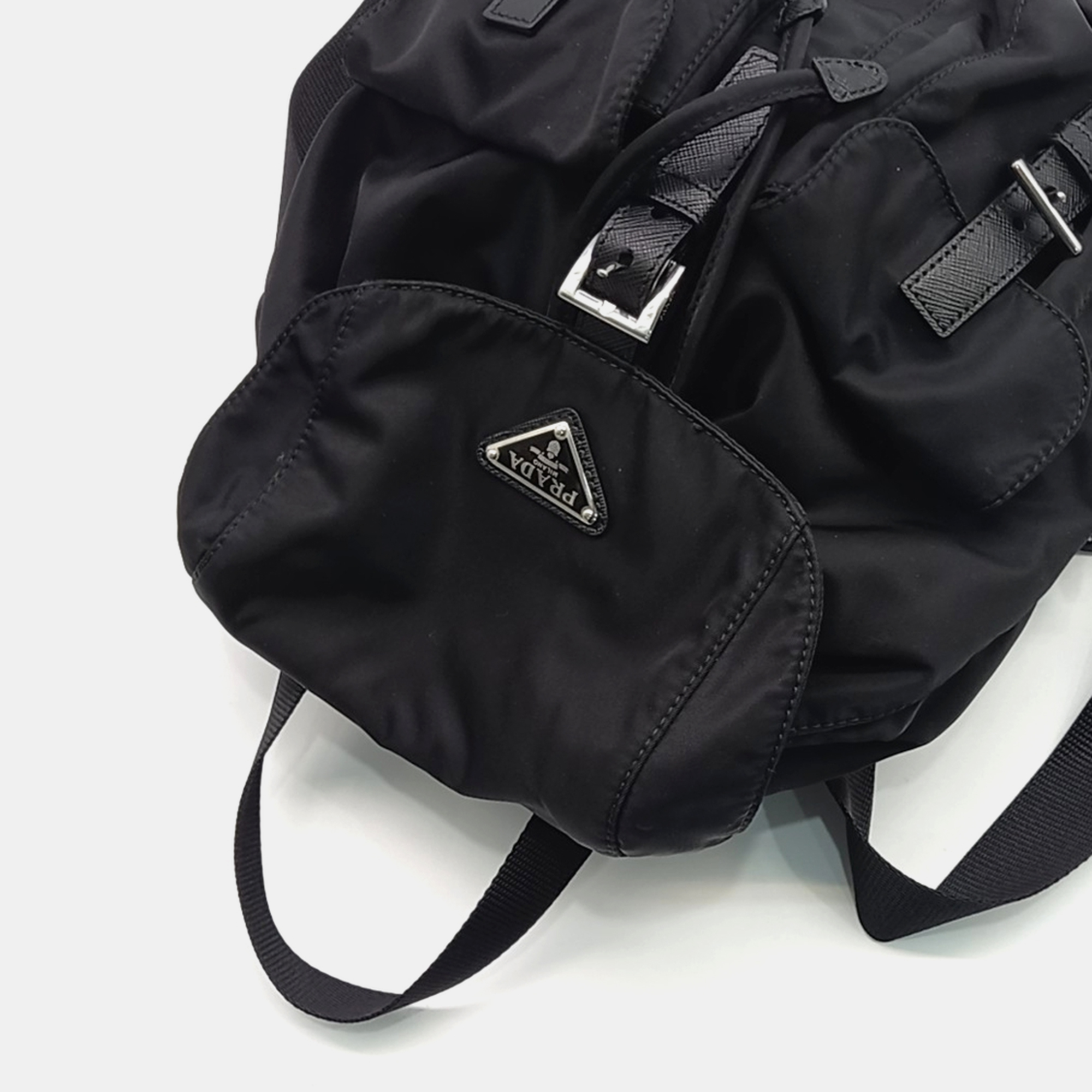 Prada Black Fabric Re-Nylon Two Pocket Backpack