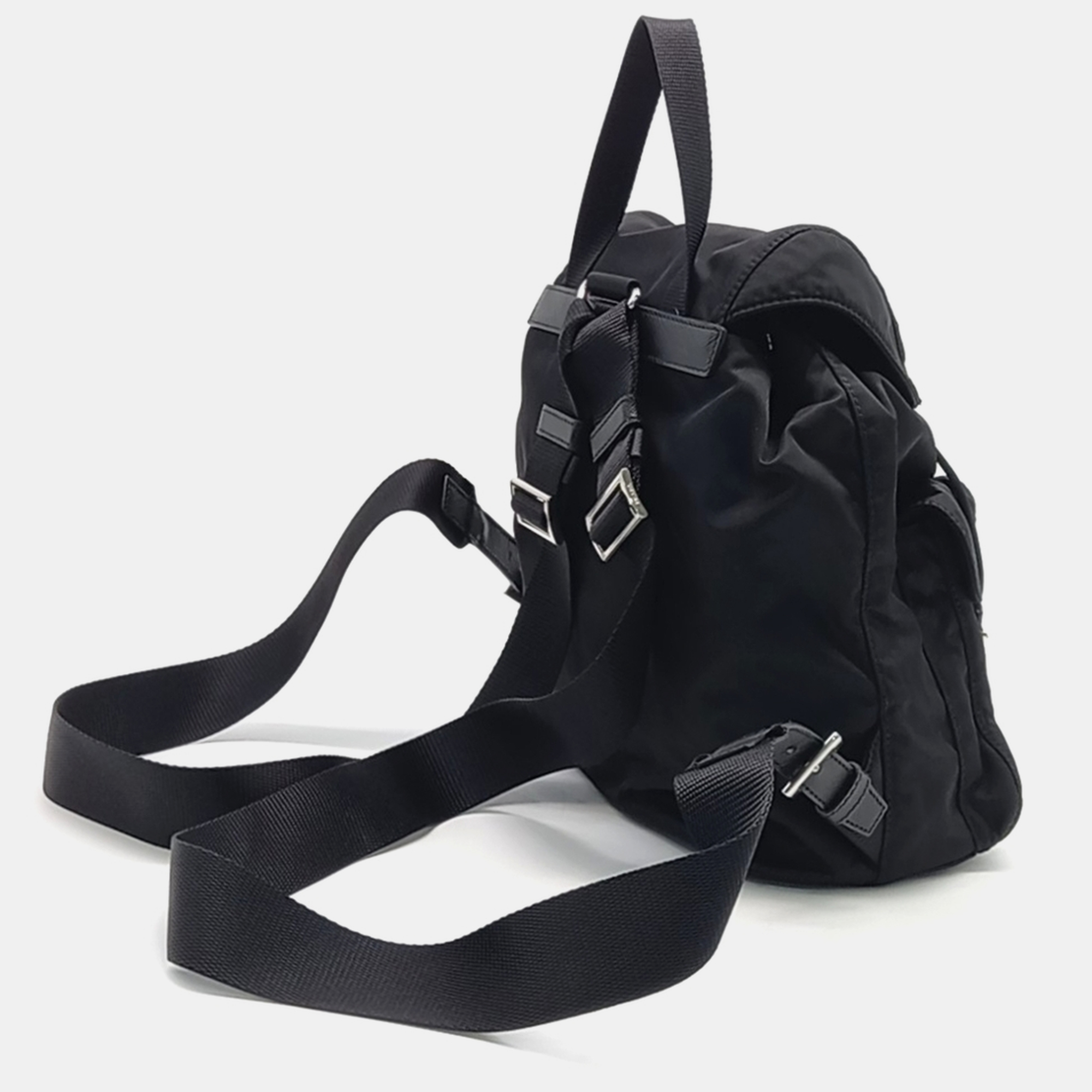 Prada Black Fabric Re-Nylon Two Pocket Backpack