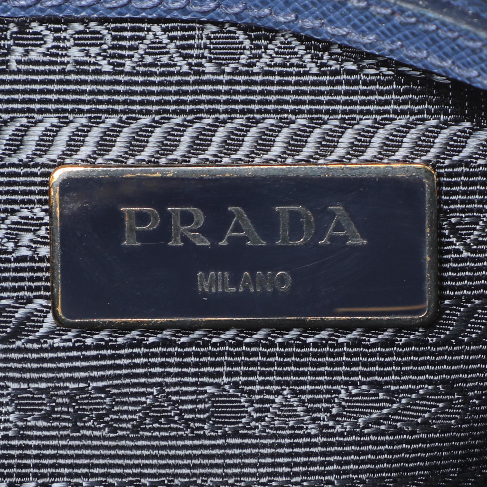 Prada Blue Saffiano Lux Leather Small Promenade Crossbody Bag