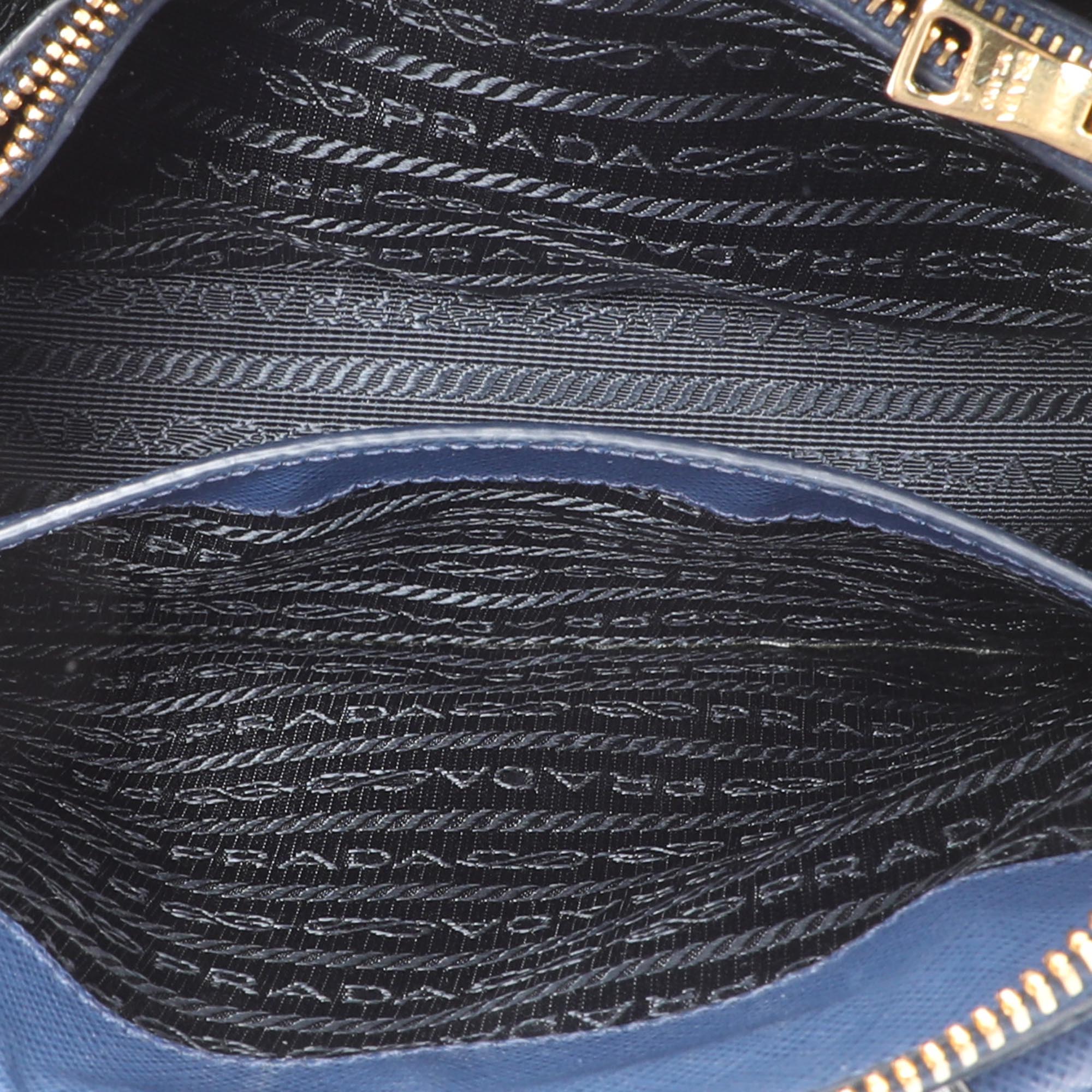 Prada Blue Saffiano Lux Leather Small Promenade Crossbody Bag