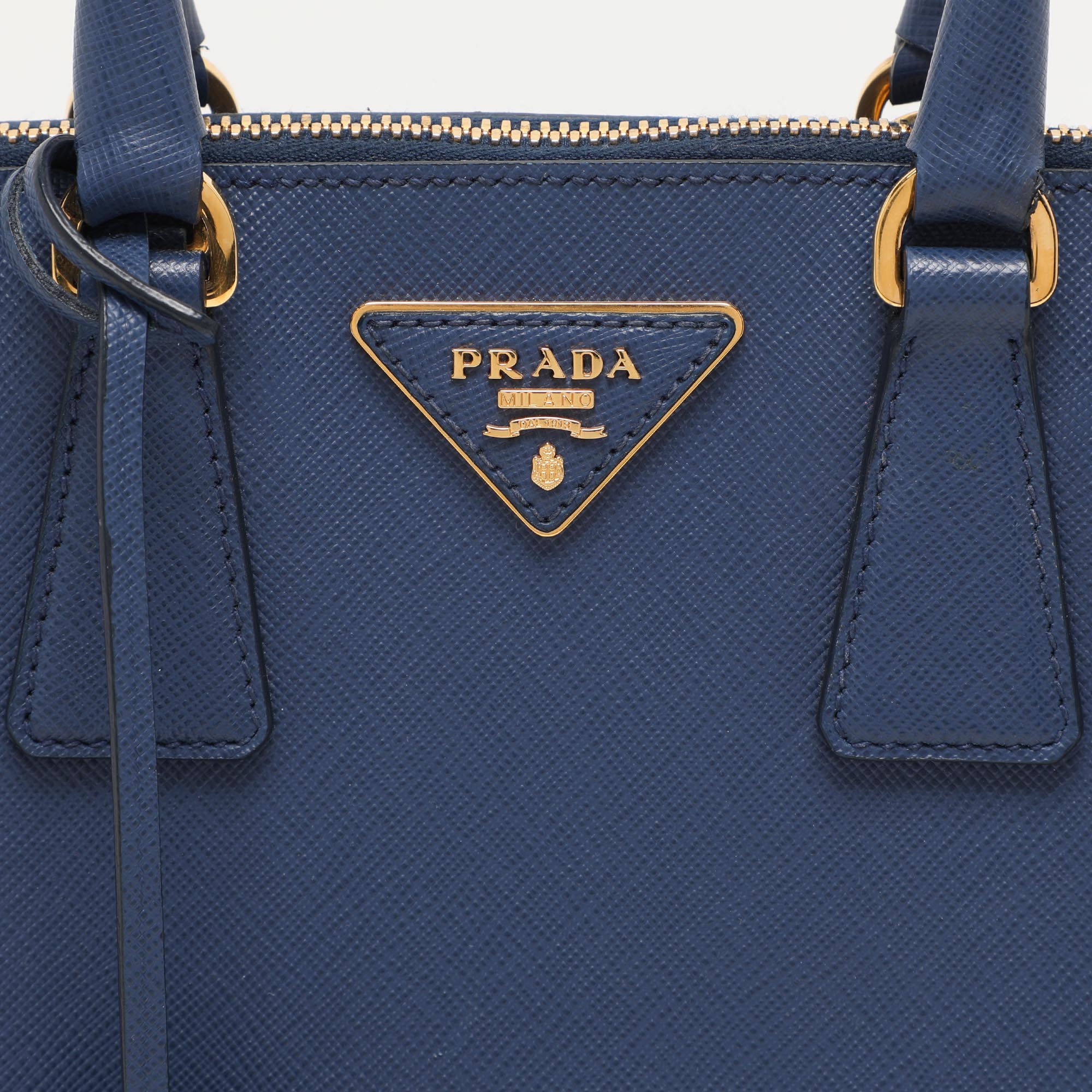 Prada Blue Saffiano Lux Leather Small Promenade Crossbody Bag