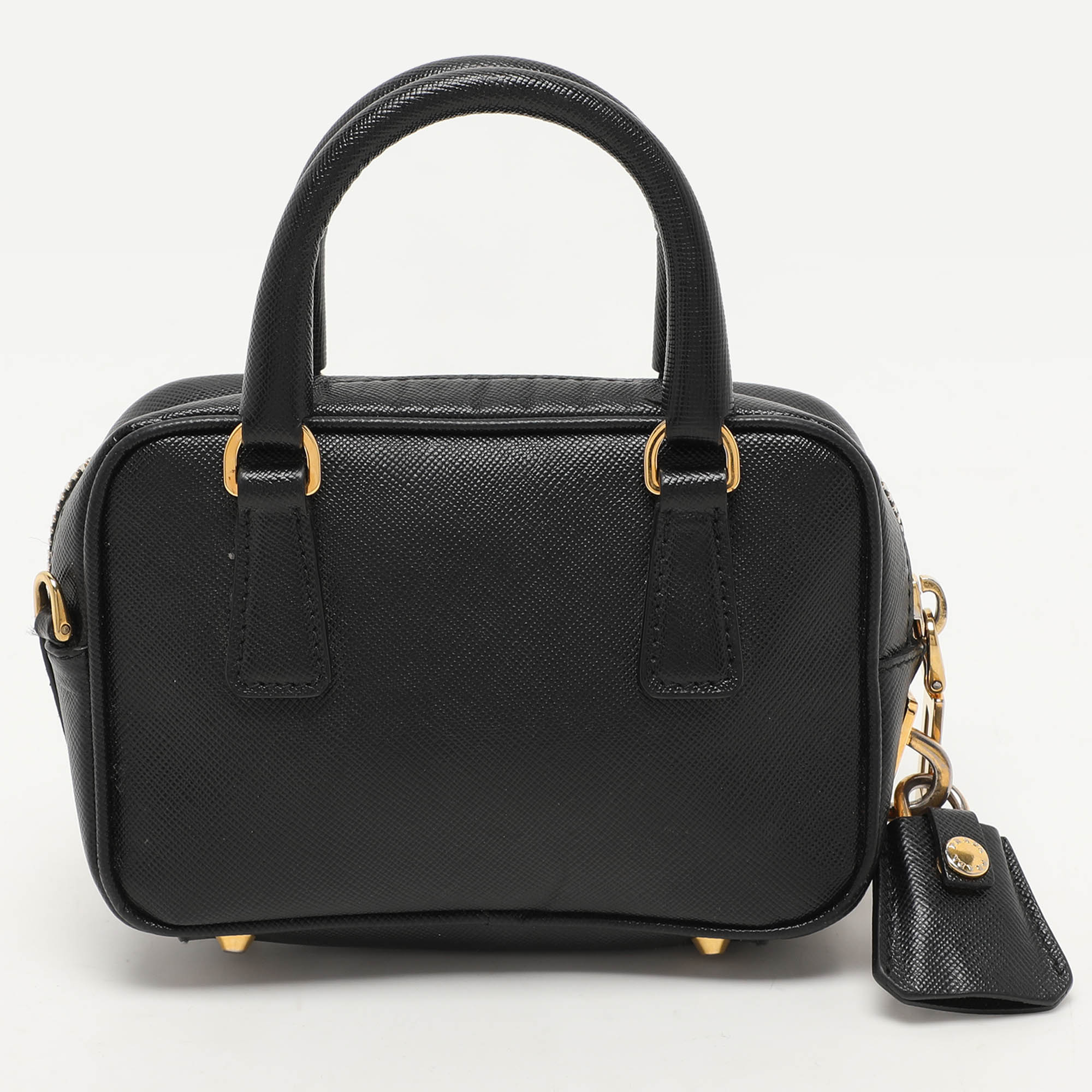 Prada Black Saffiano Lux Leather Mini Crossbody Bag