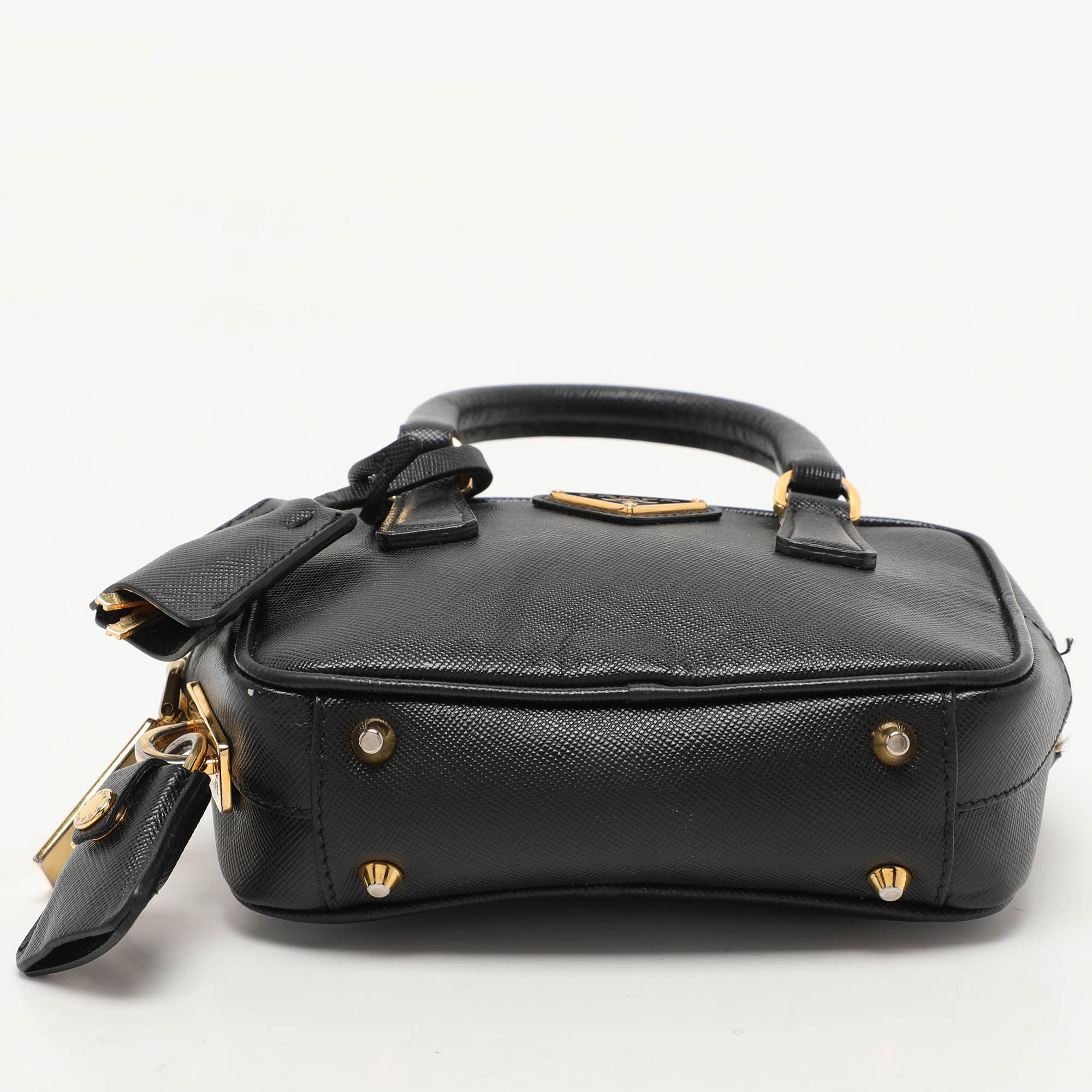 Prada Black Saffiano Lux Leather Mini Crossbody Bag