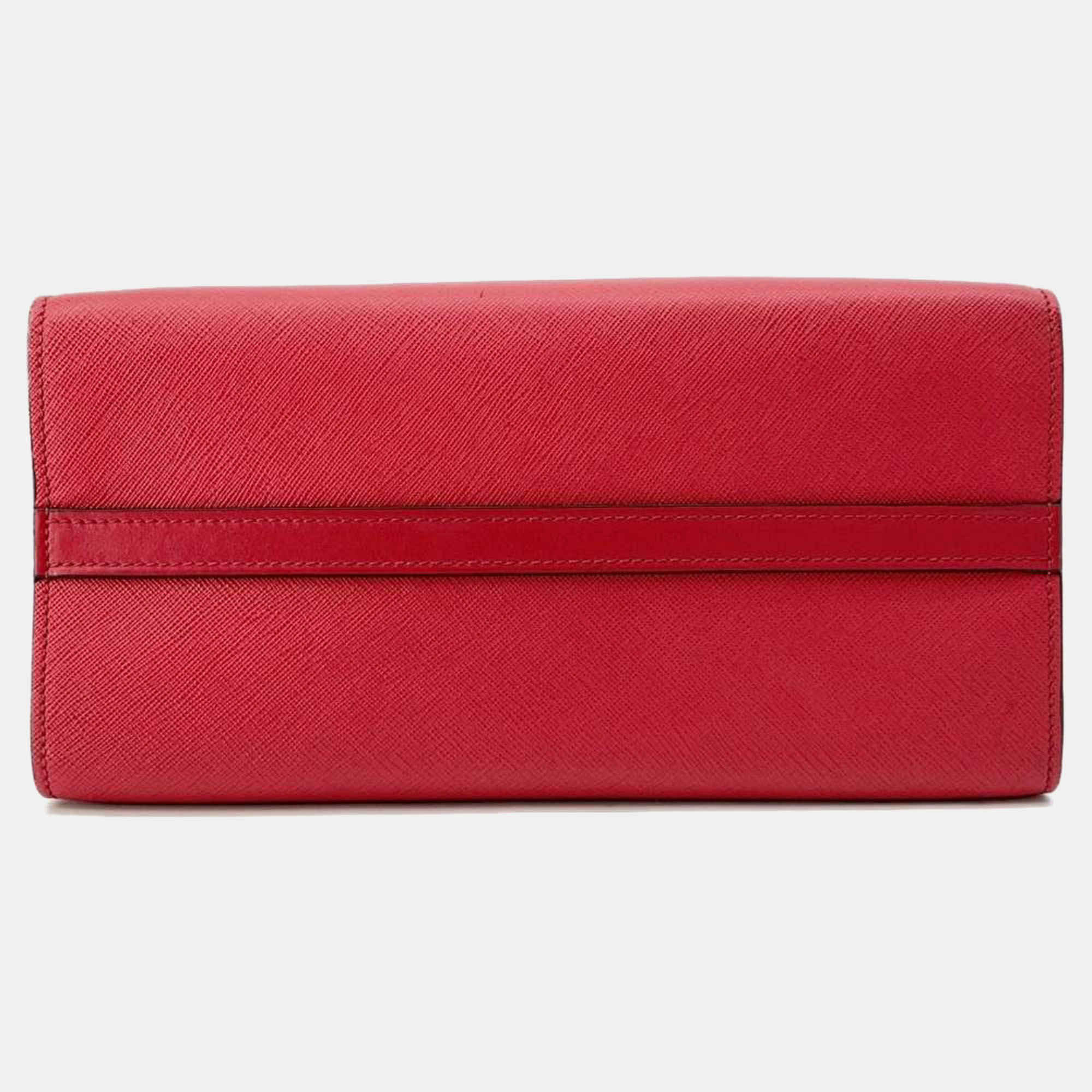 Prada Red Saffiano Leather Paradigm Handbag