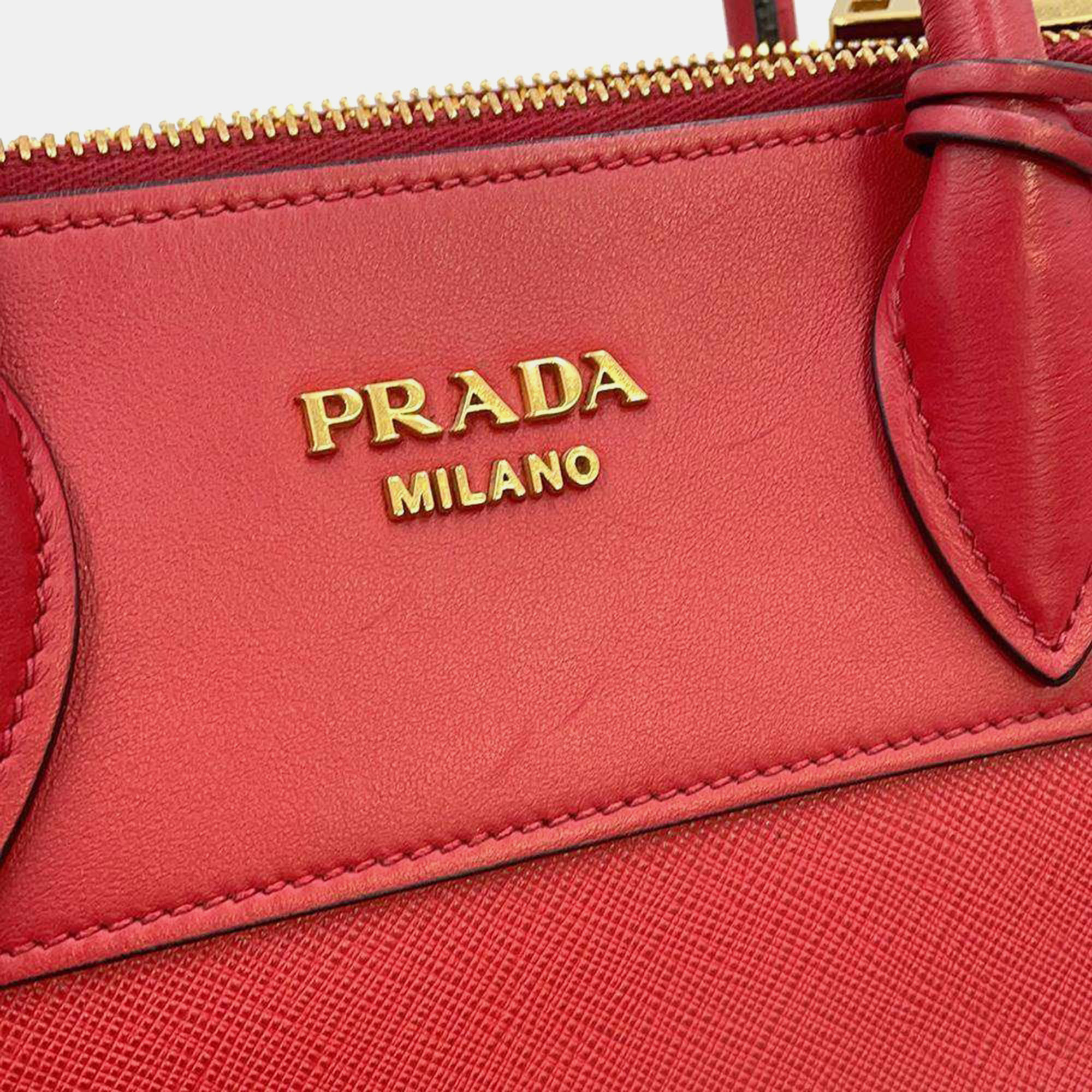 Prada Red Saffiano Leather Paradigm Handbag