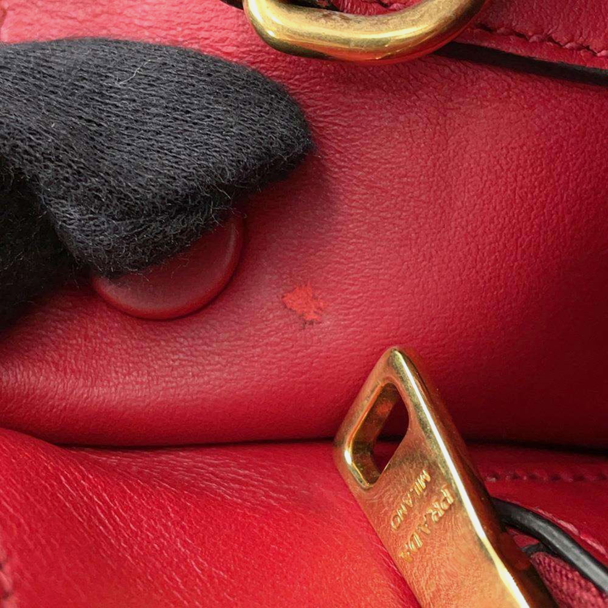 Prada Red Saffiano Leather Paradigm Handbag