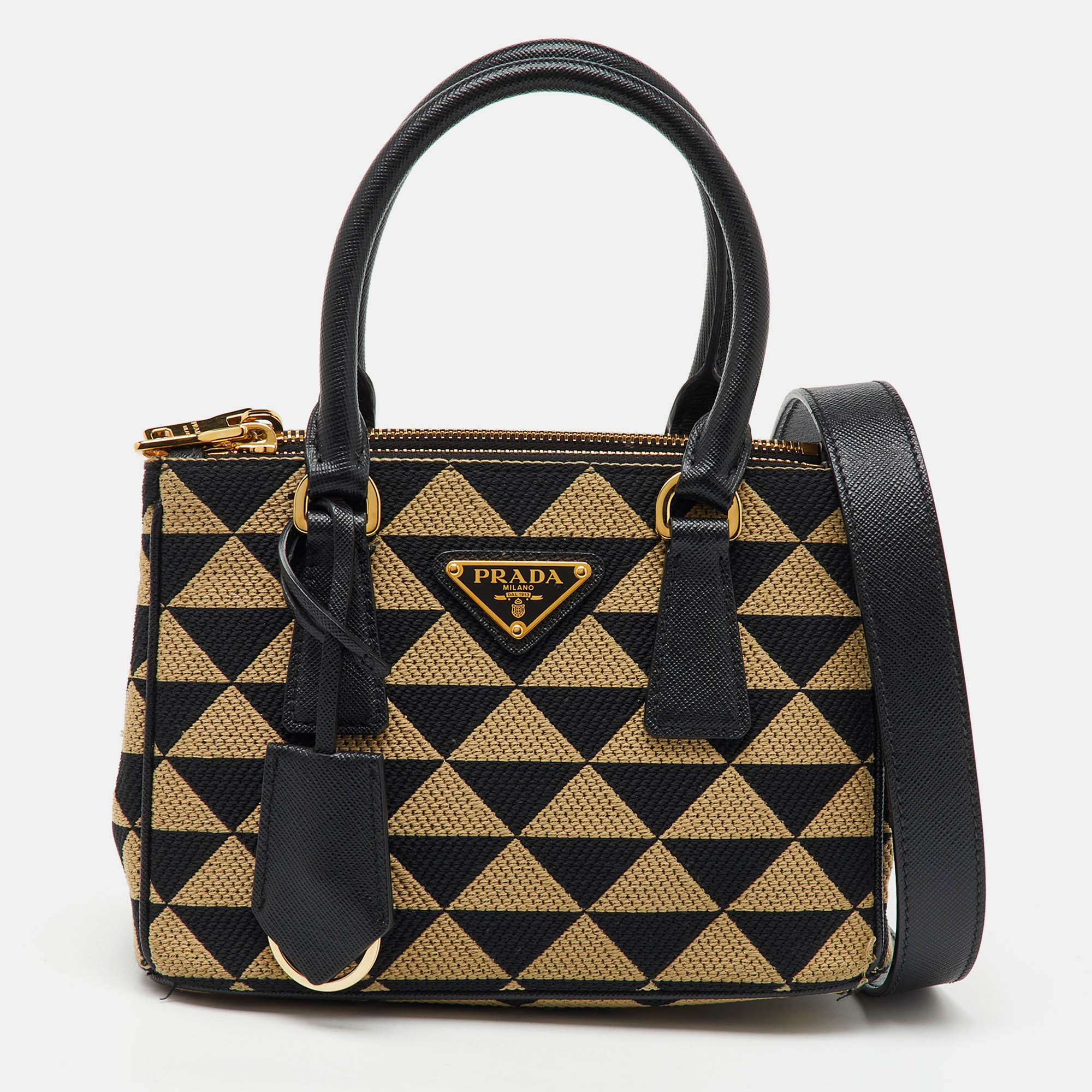 Prada Beige/Black Jacquard Triangolo and Saffiano Leather Mini Galleria Double Zip Tote, Blue
Prada Beige/Black Jacquard Triangolo and Saffiano Leather Mini Galleria Double Zip Tote, Blue