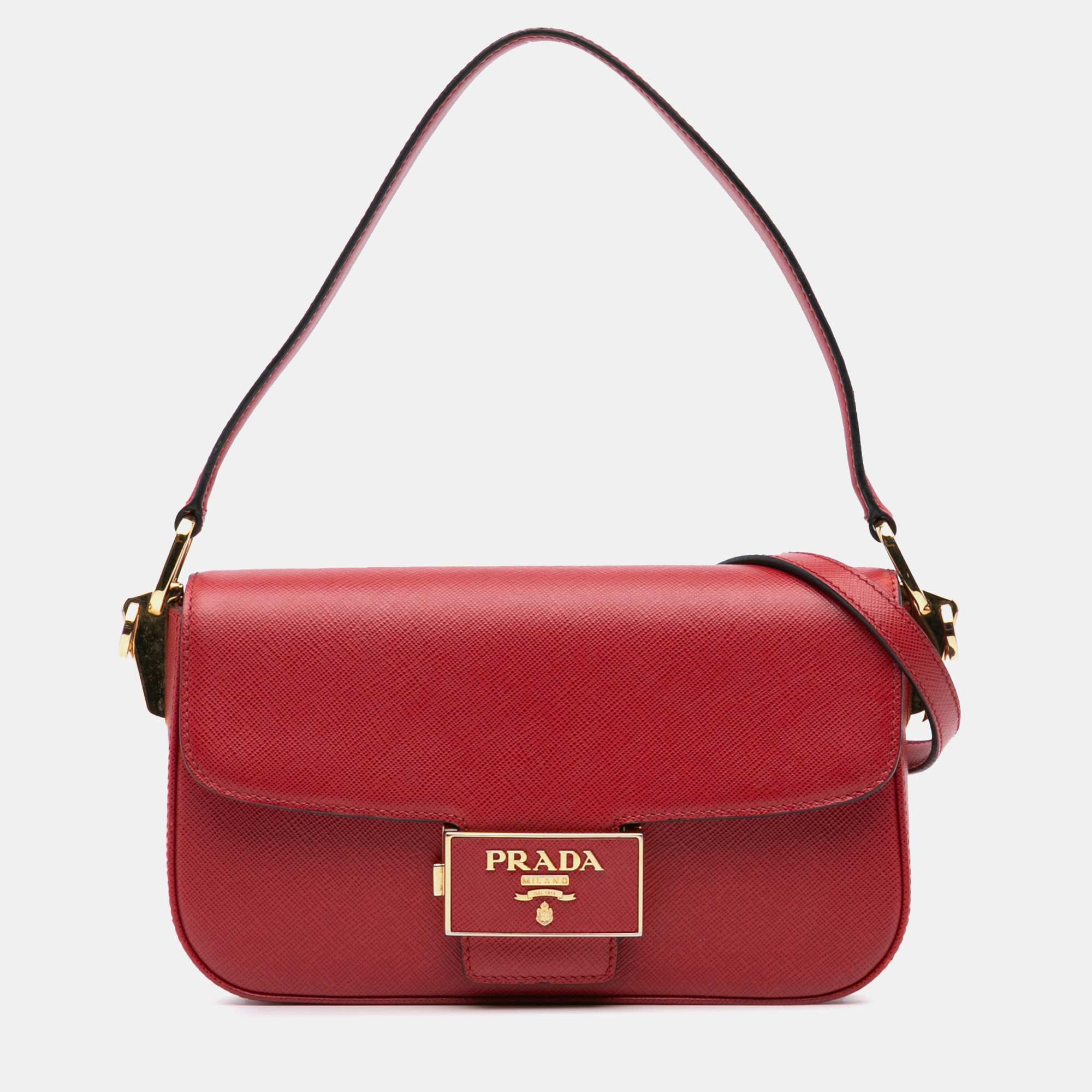 Prada Red Saffiano Lux Embleme Satchel
Prada Red Saffiano Lux Embleme Satchel