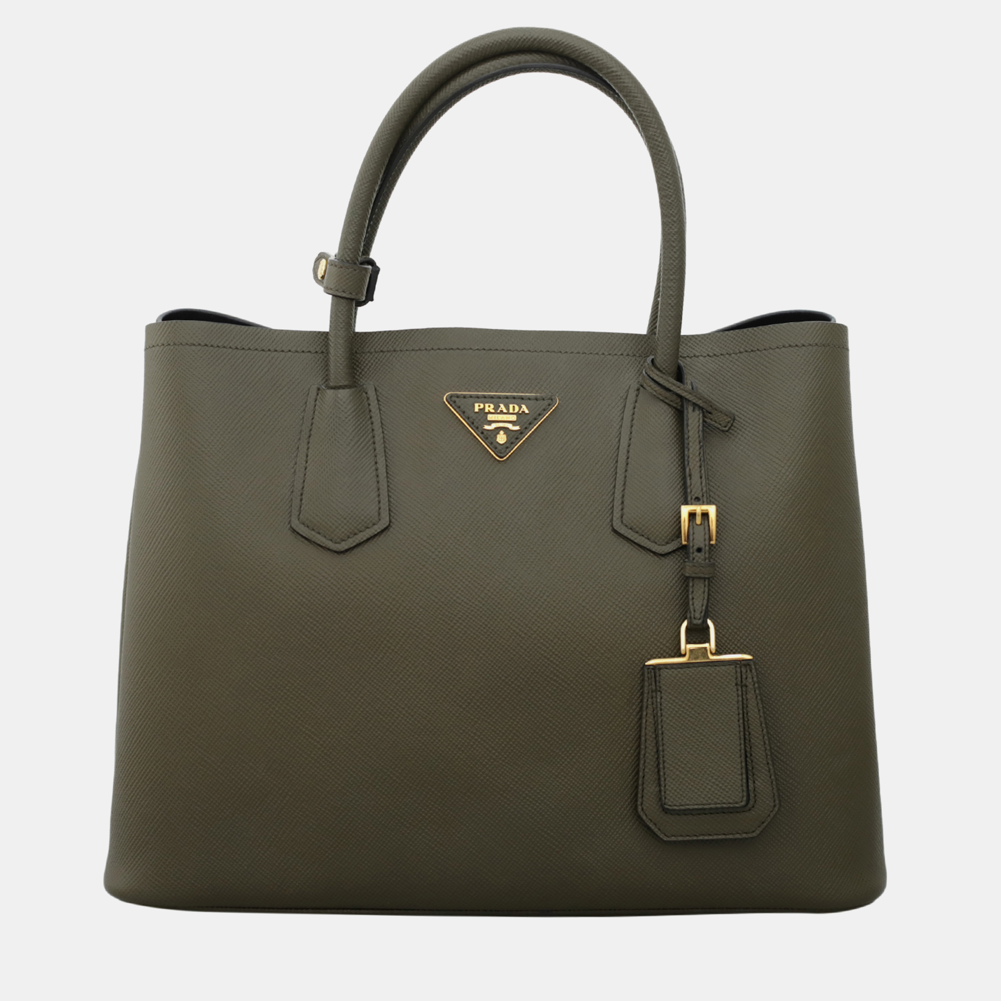Prada Double Handle Green Tote Bag - Prada - Modalova