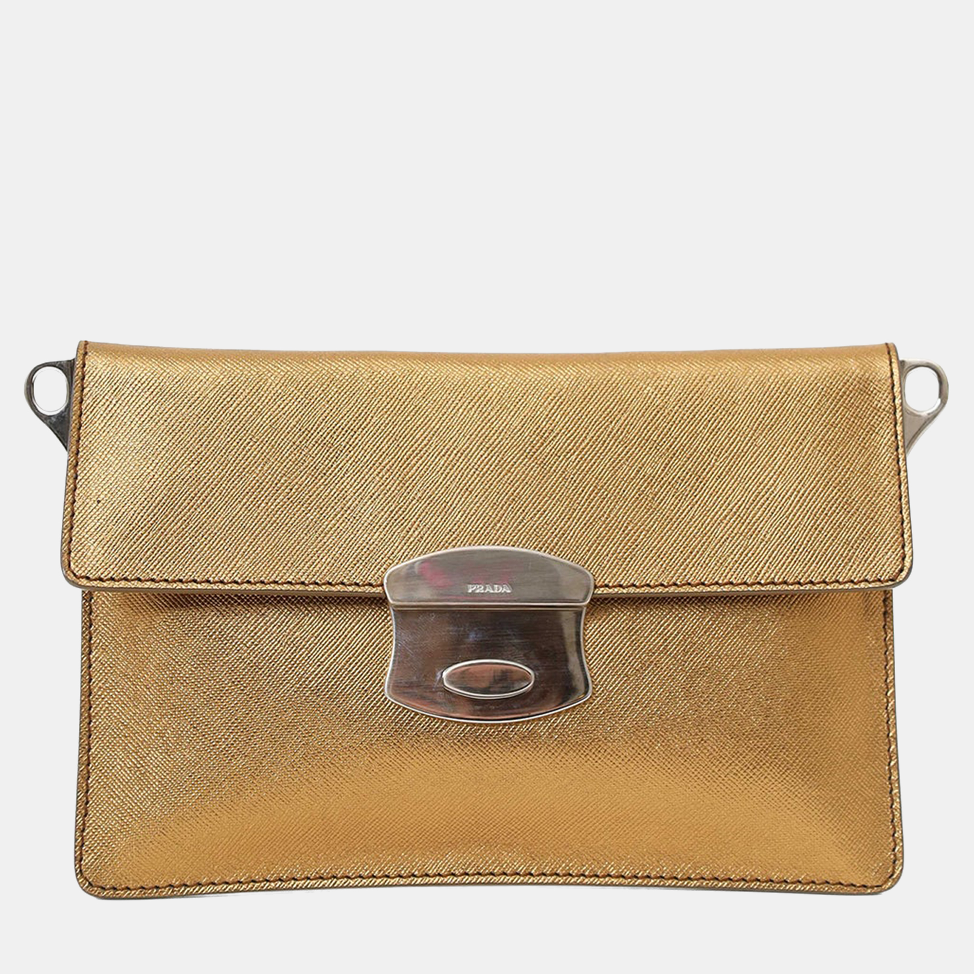 Prada Gold Saffiano Leather Shoulder Bag
Prada Gold Saffiano Leather Shoulder Bag
