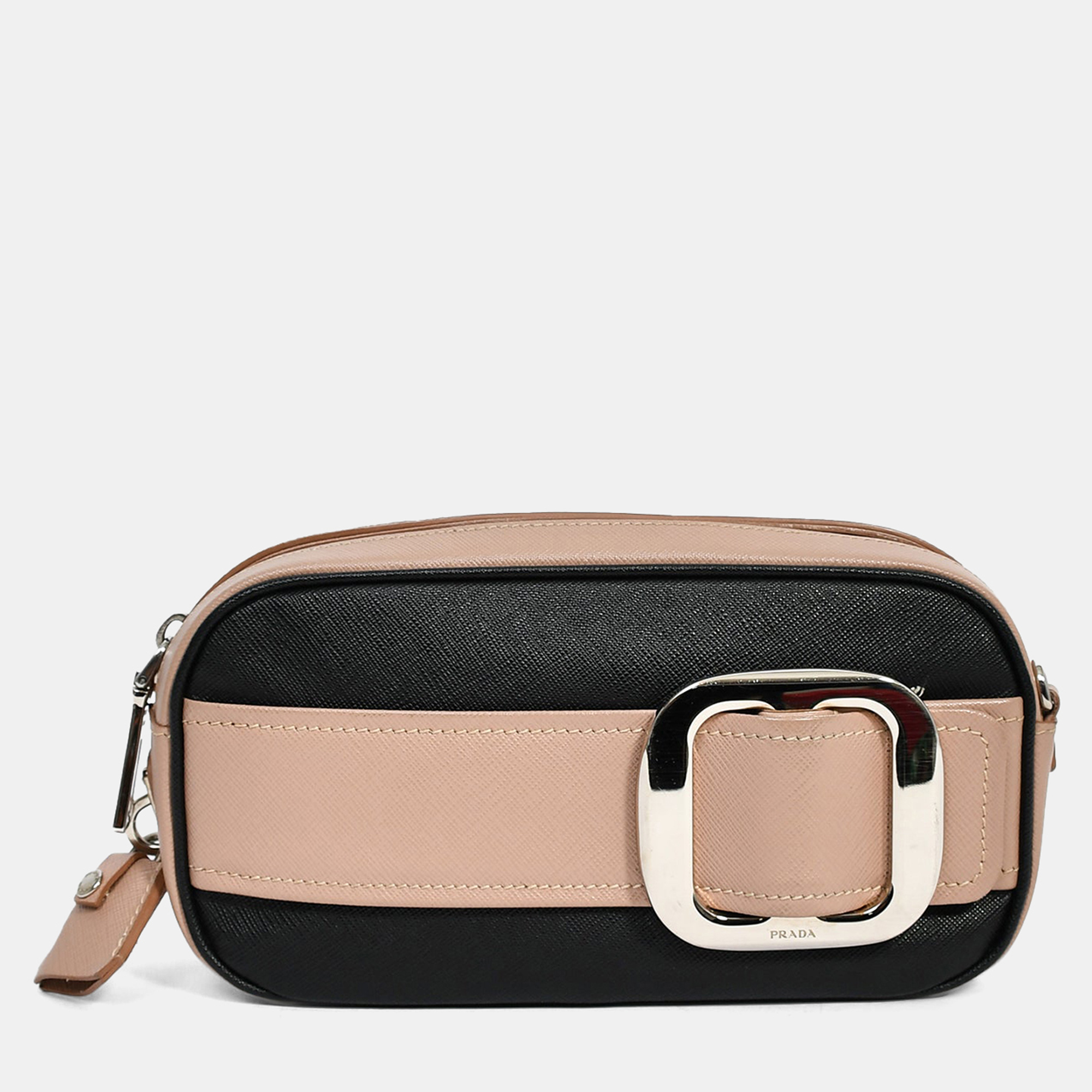 Prada Mauve/Black Saffiano Two-Tone Buckle Camera Bag
Prada Mauve/Black Saffiano Two-Tone Buckle Camera Bag