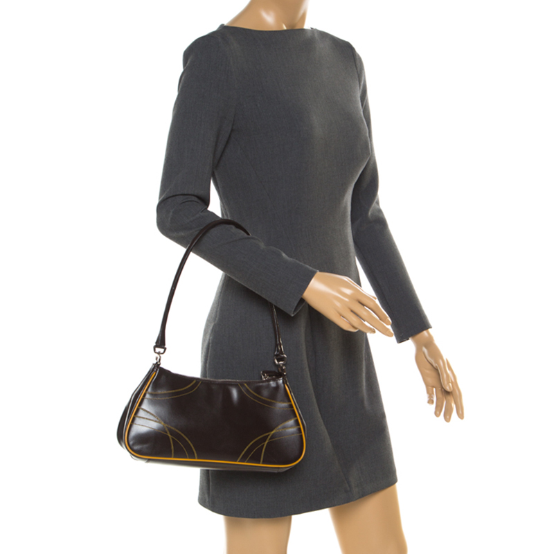 Prada Dark Brown/Yellow Leather Shoulder Bag
Prada Dark Brown/Yellow Leather Shoulder Bag