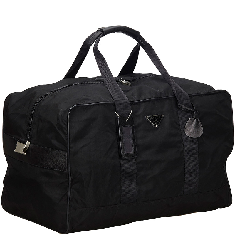 

Prada Black Nylon Leather Tessuto Duffle Bag