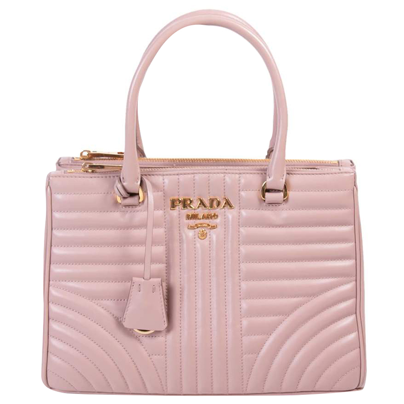Prada Nude Quilted Soft Leather Diagramme Bag
