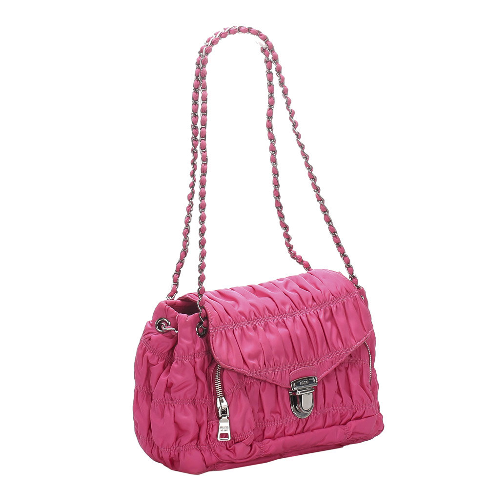 Prada Pink Tessuto Gaufre Nylon Shoulder Bag 
Prada Pink Tessuto Gaufre Nylon Shoulder Bag