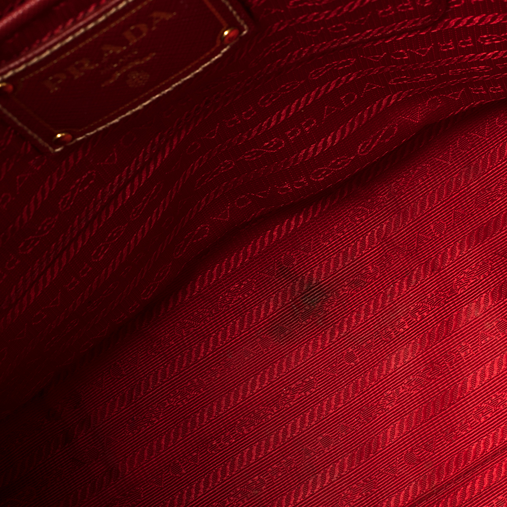 Prada Red Saffiano Lux Leather Tote