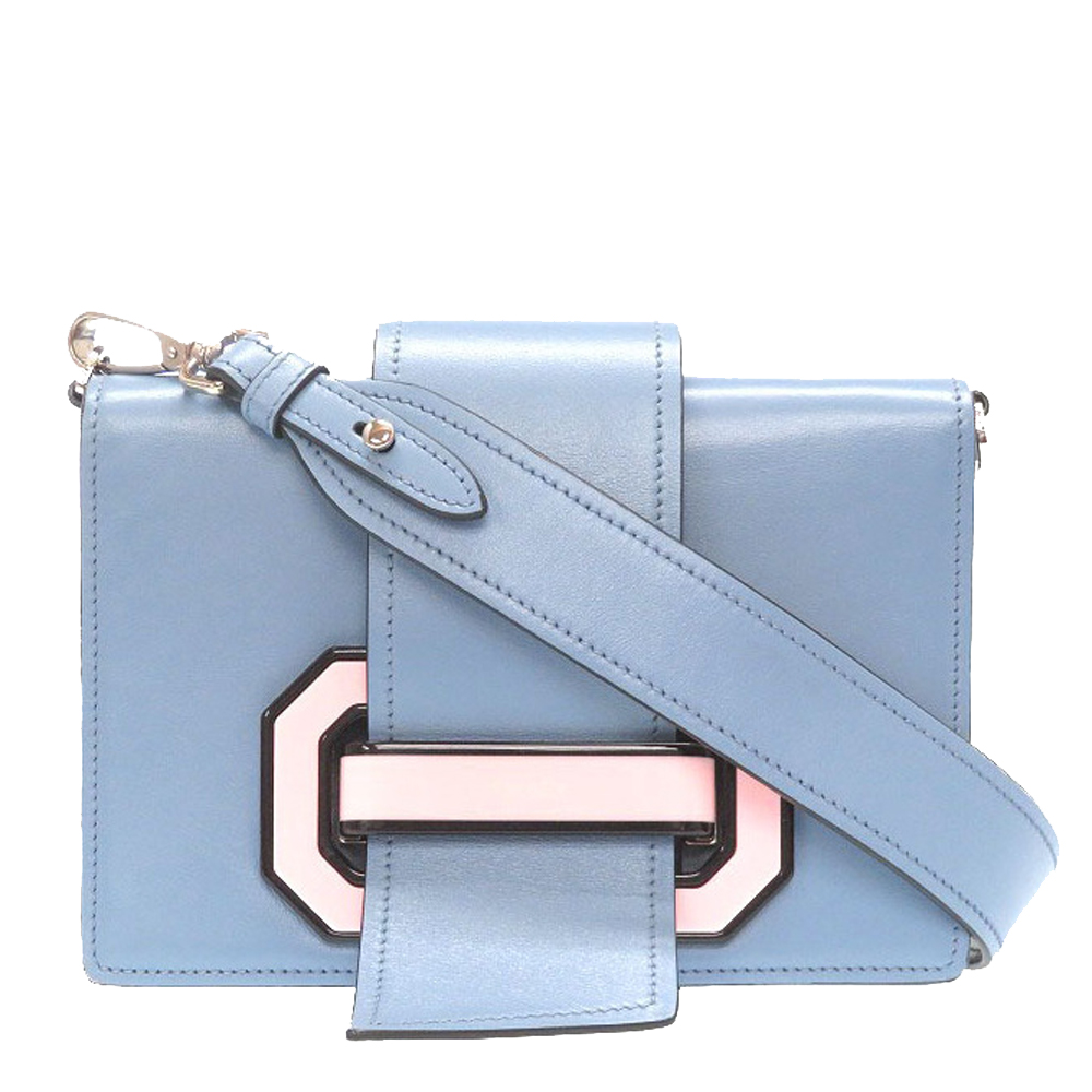 Image of Prada Blue Leather Plex Ribbon Shoulder Bag
