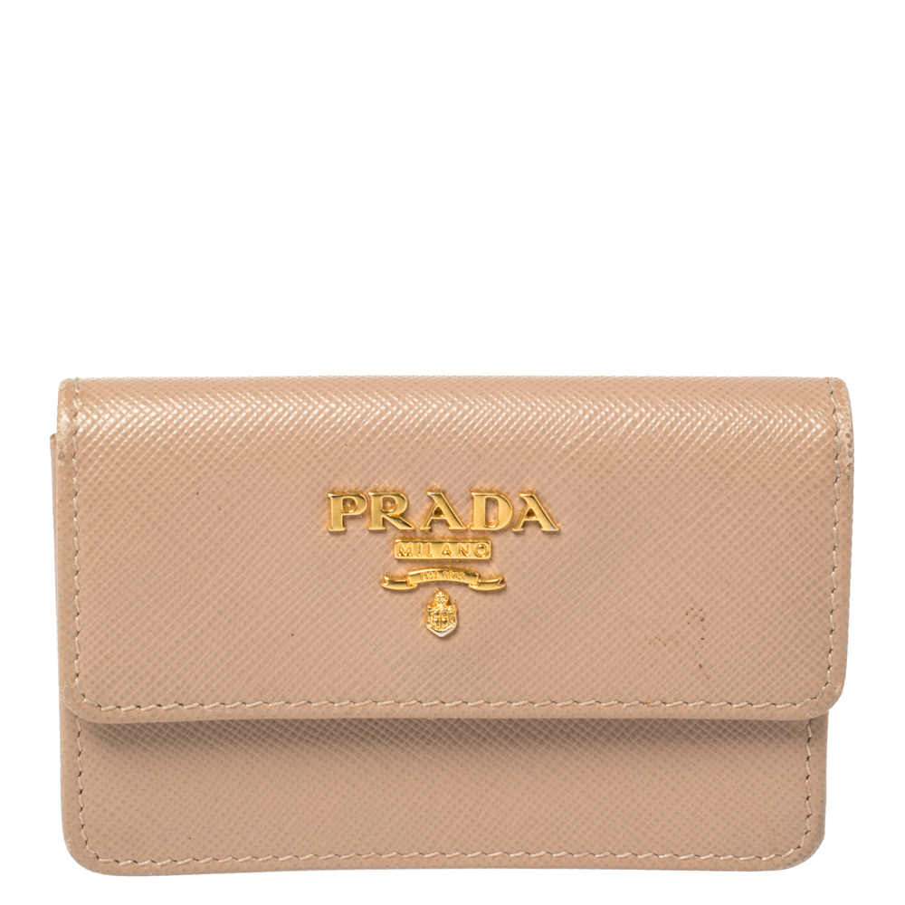 Image of Prada Beige Saffiano Lux Leather Wallet