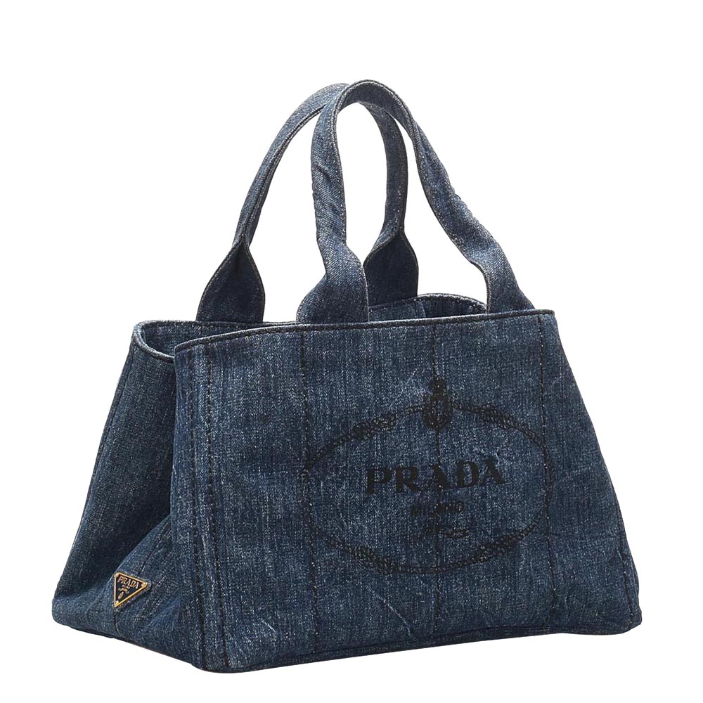 Prada Blue Denim Canapa Logo Bag 
Prada Blue Denim Canapa Logo Bag