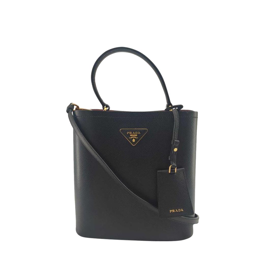 Prada Black Saffiano Leather Cuir Panier Small Bag