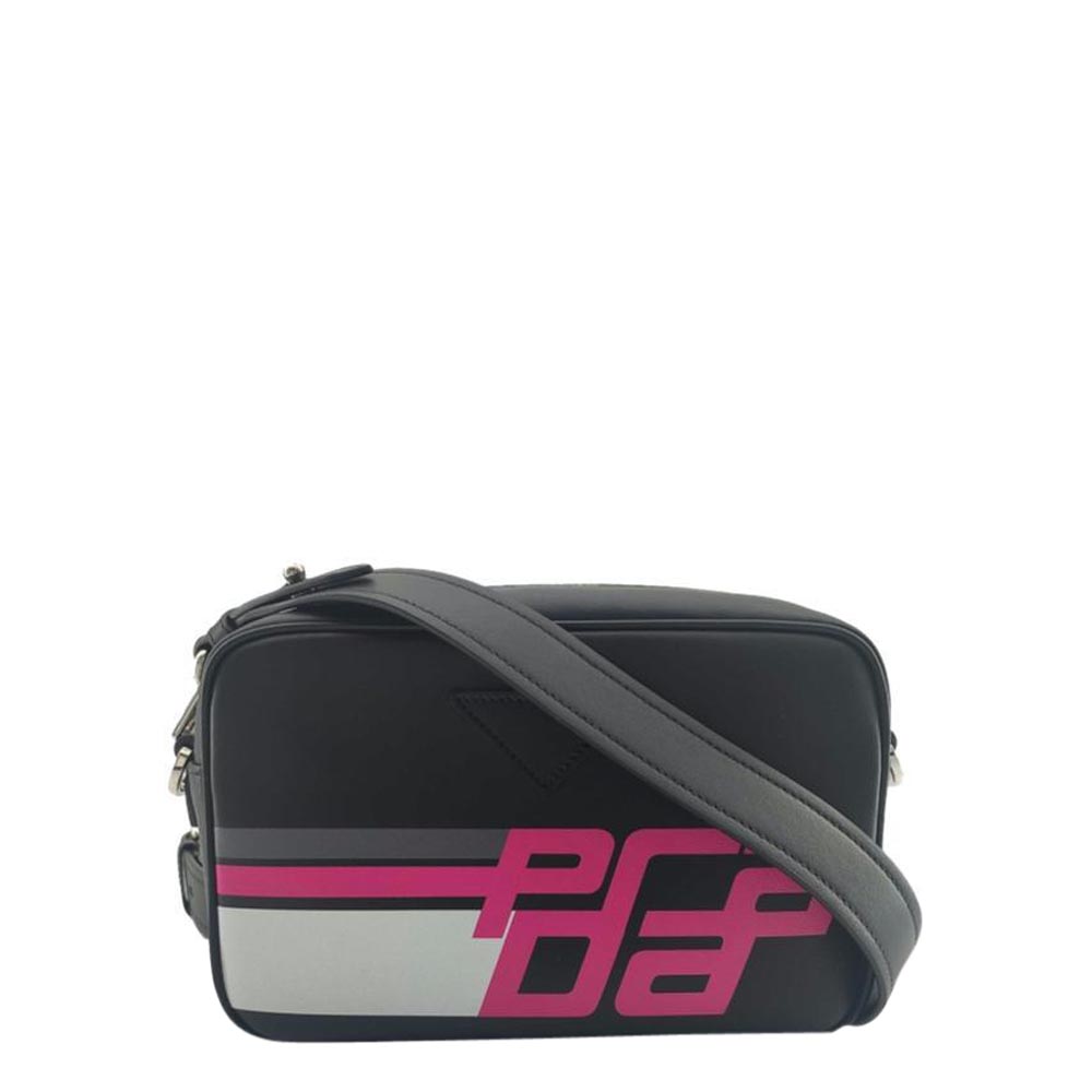 Prada Black/Pink Leather City Calf Logo Camera Bag