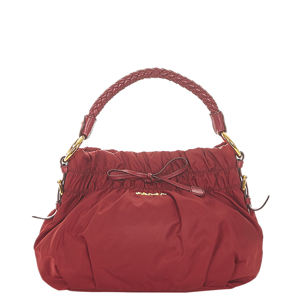 Prada Red Nylon Tessuto Shoulder Bag