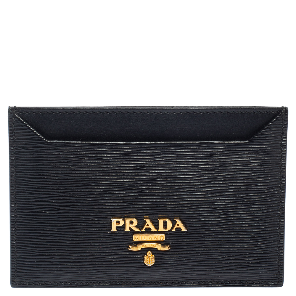 Prada Black Vitello Move Leather Card Holder