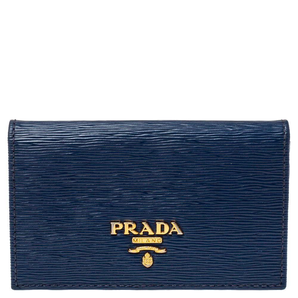Prada Blue Vitello Move Leather Card Case