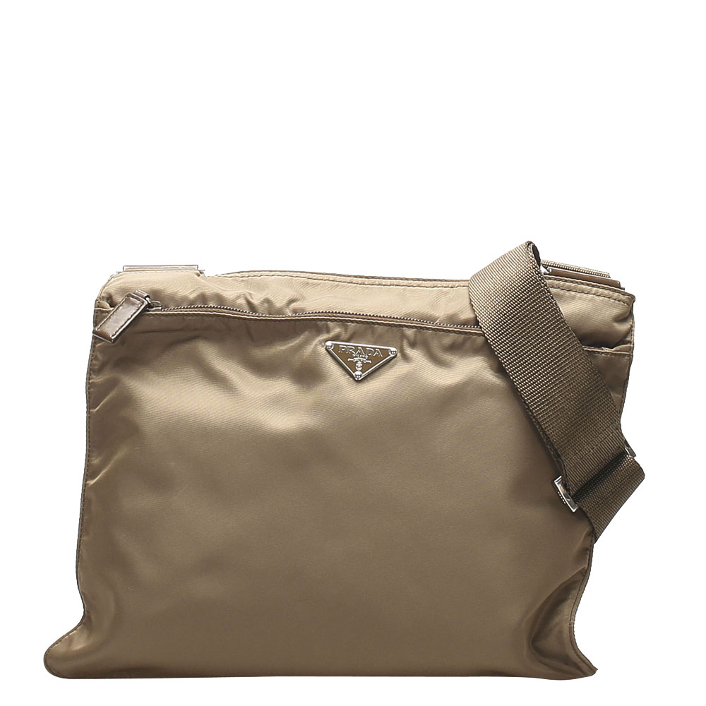 Prada Brown Nylon Tessuto Shoulder Bag