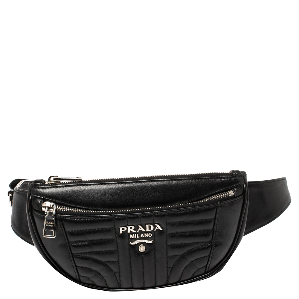Prada Black Diagramme Leather Belt Bag