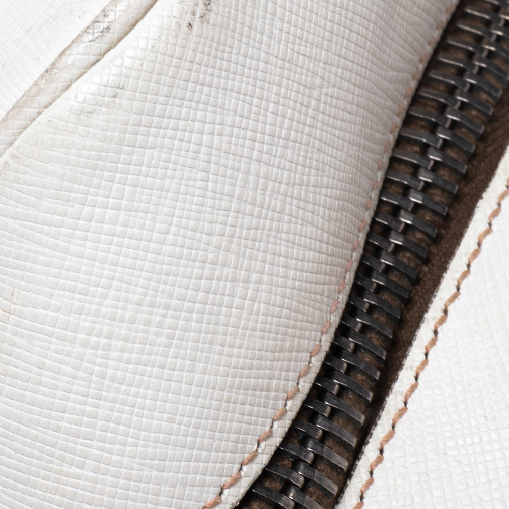 Prada Off-white Saffiano Leather Bauletto Bag