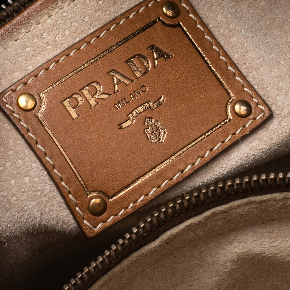 Prada Brown Leather Double Zip Tote