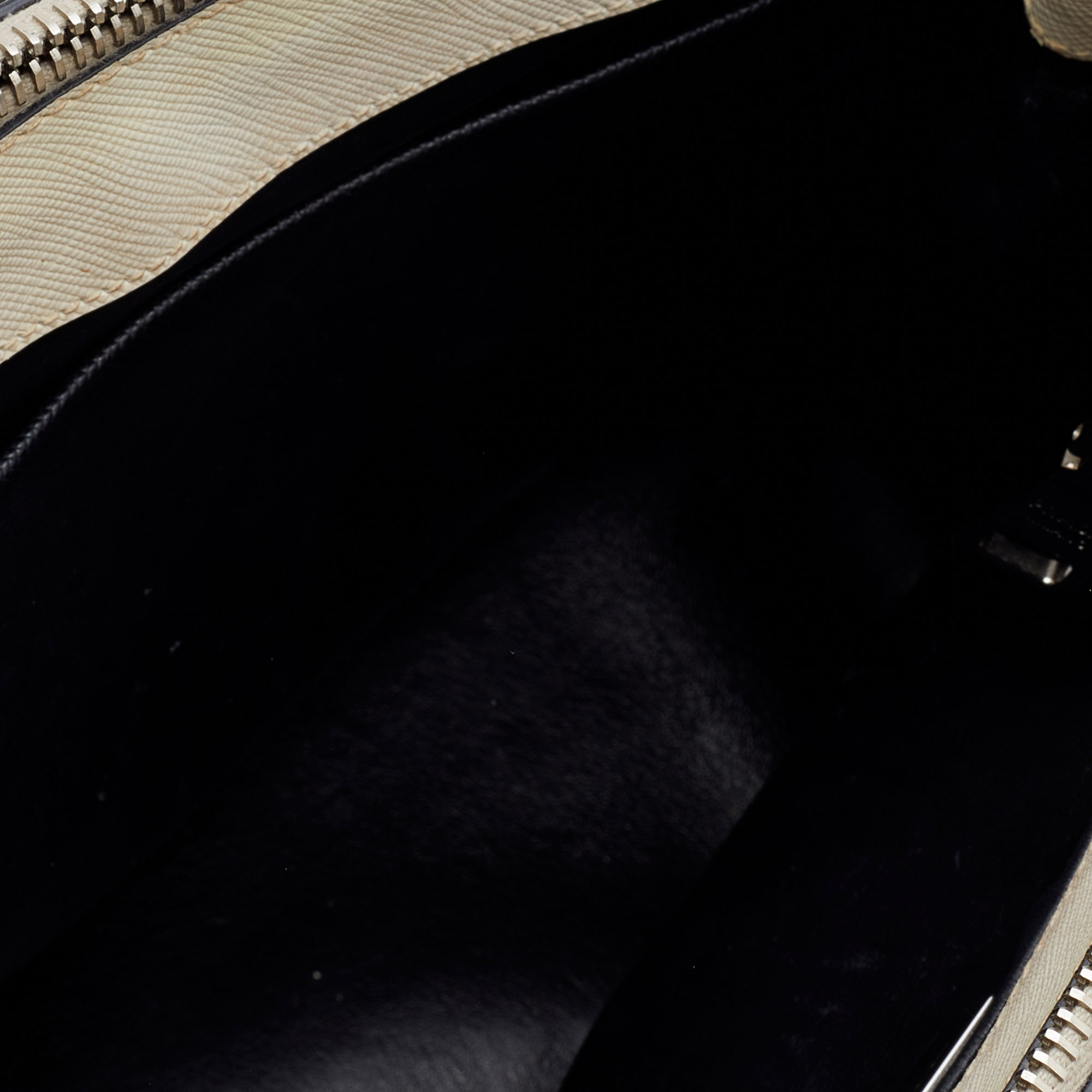 Prada Black/White Saffiano Leather Small Double Zip Tote