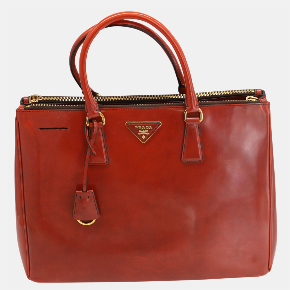 Prada Orange Leather Galleria Large Bag