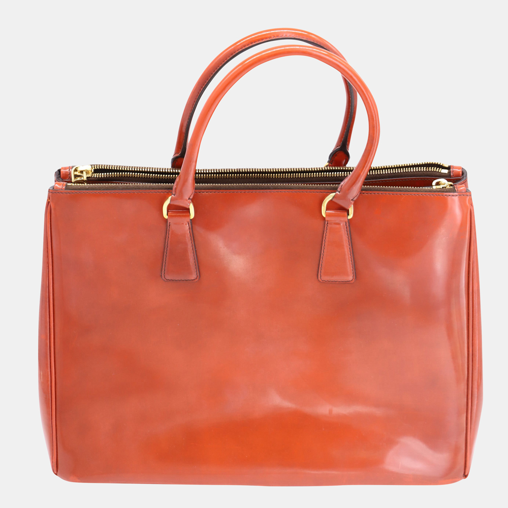 Prada Orange Leather Galleria Large Bag