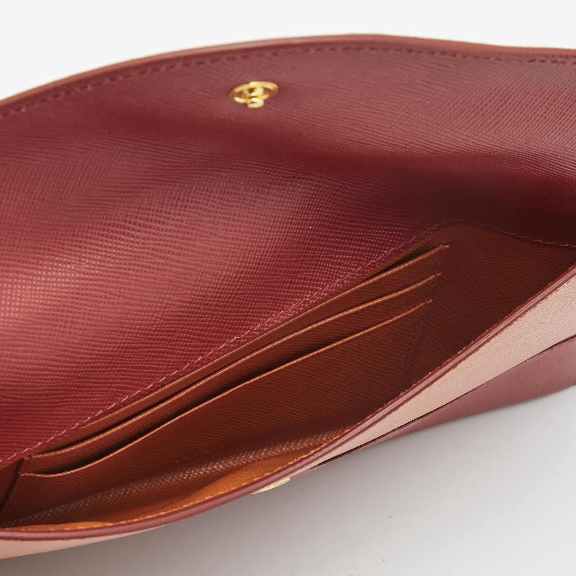 

Prada Red/Orange Saffiano Cross Leather Envelope Slim Wallet